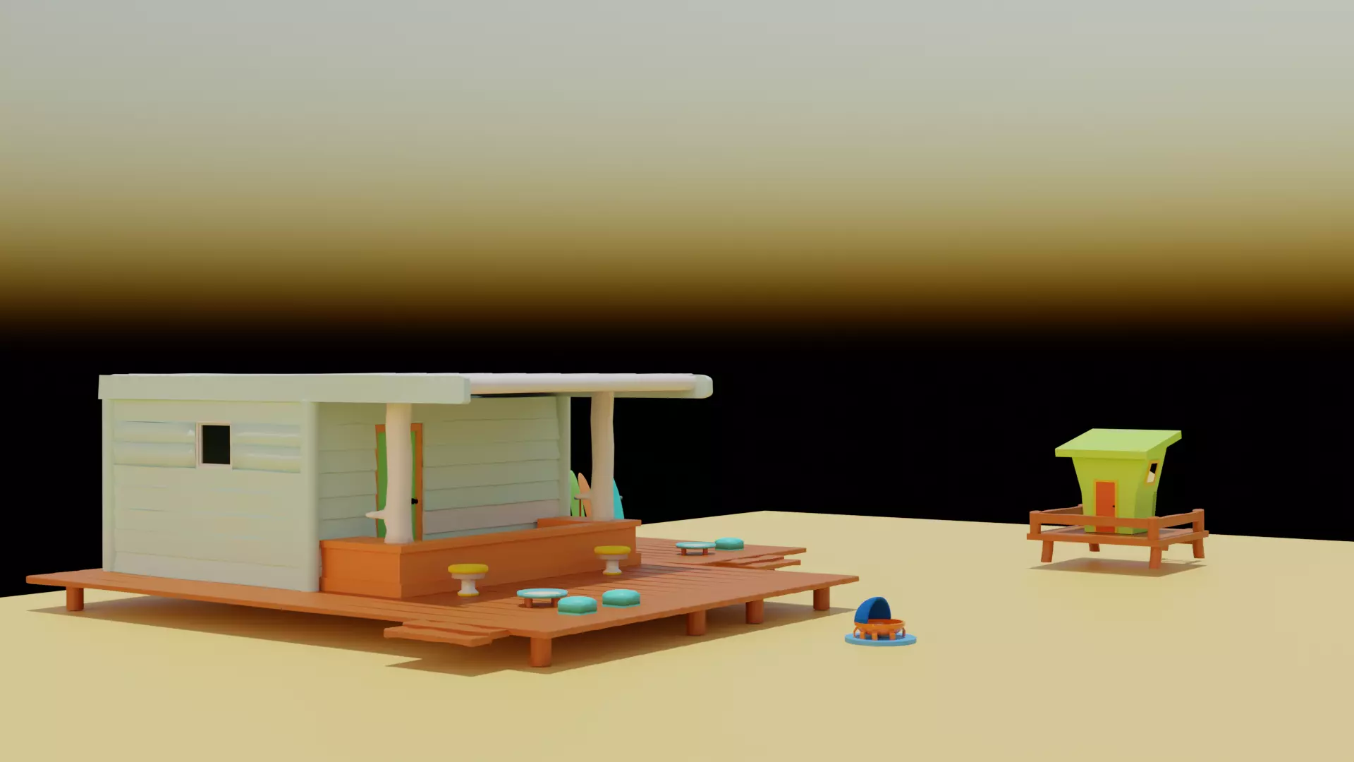 Beach House Restaurent 3D model_0