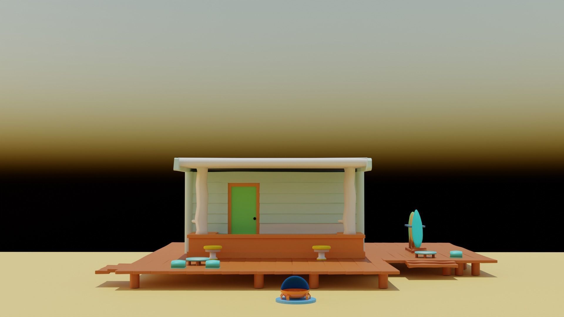 Beach House Restaurent 3D model_7