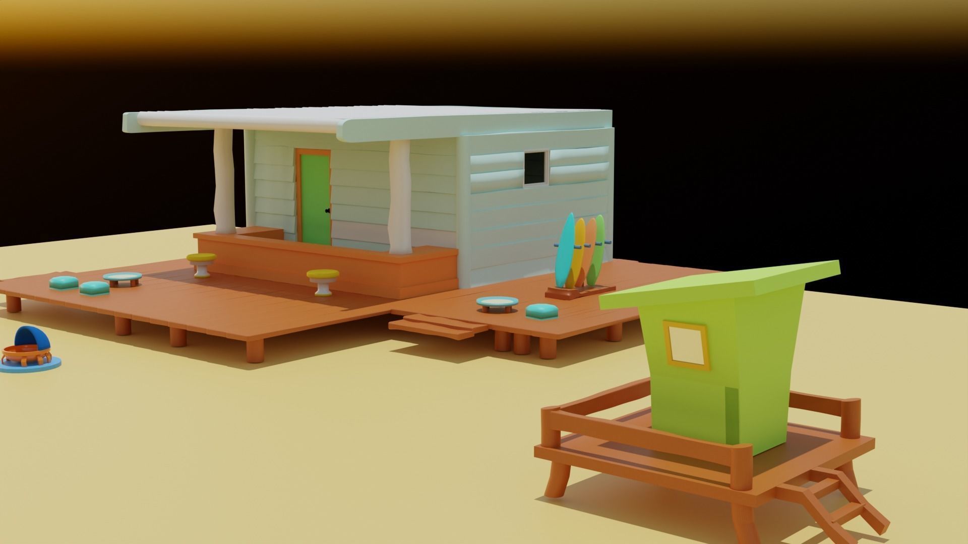Beach House Restaurent 3D model_12