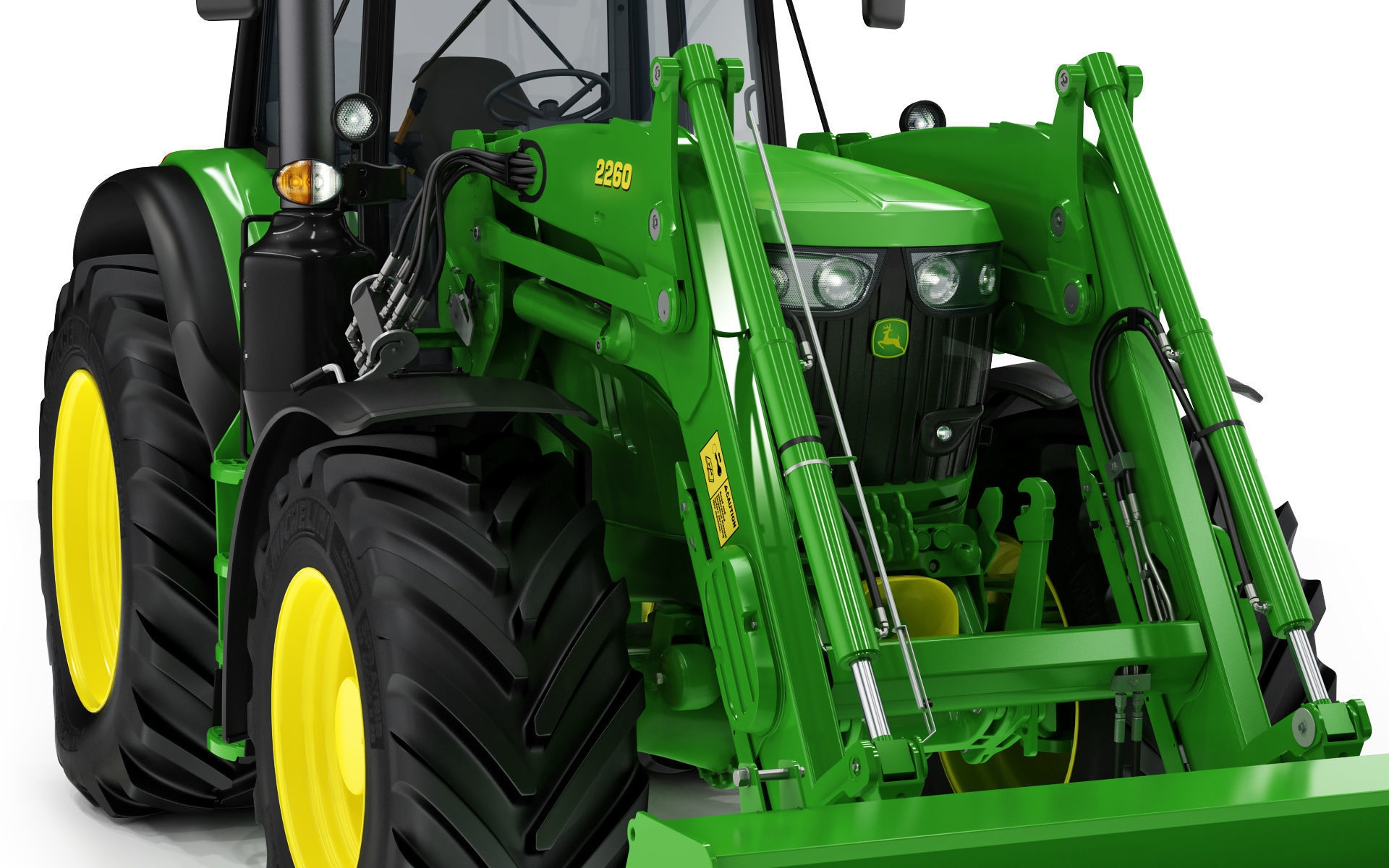 Tractor John Deere 6195M Utility with Loader 3D model_24