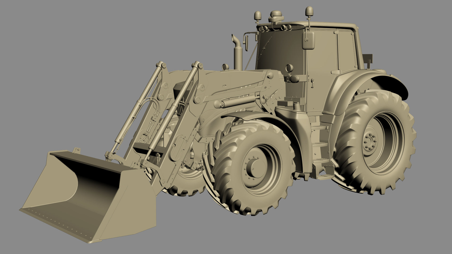 Tractor John Deere 6195M Utility with Loader 3D model_30