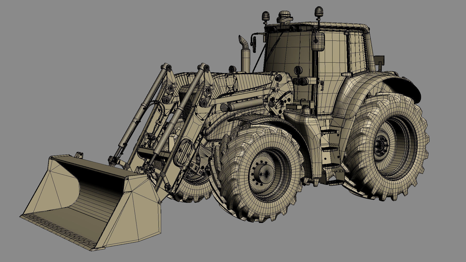 Tractor John Deere 6195M Utility with Loader 3D model_31