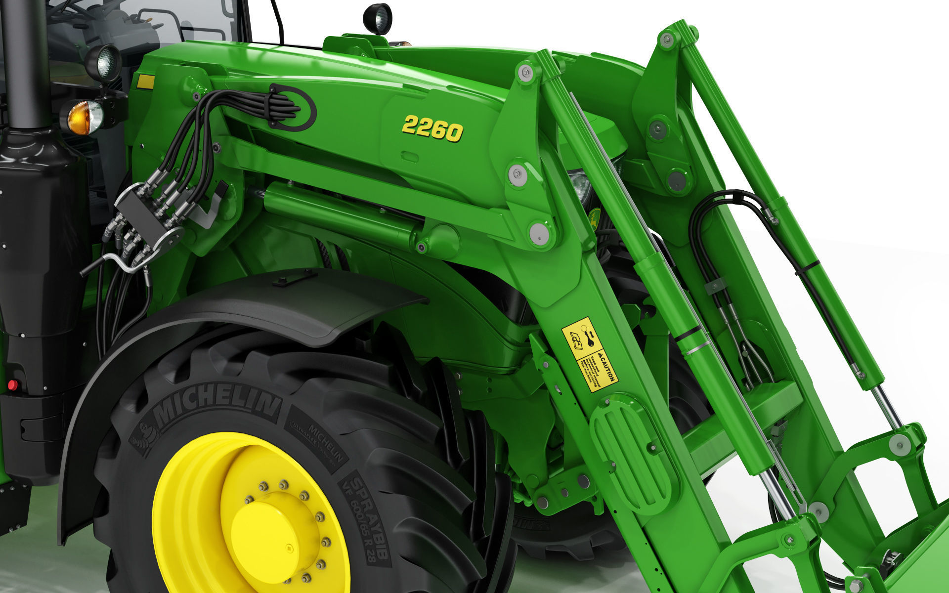 Tractor John Deere 6195M Utility with Loader 3D model_23