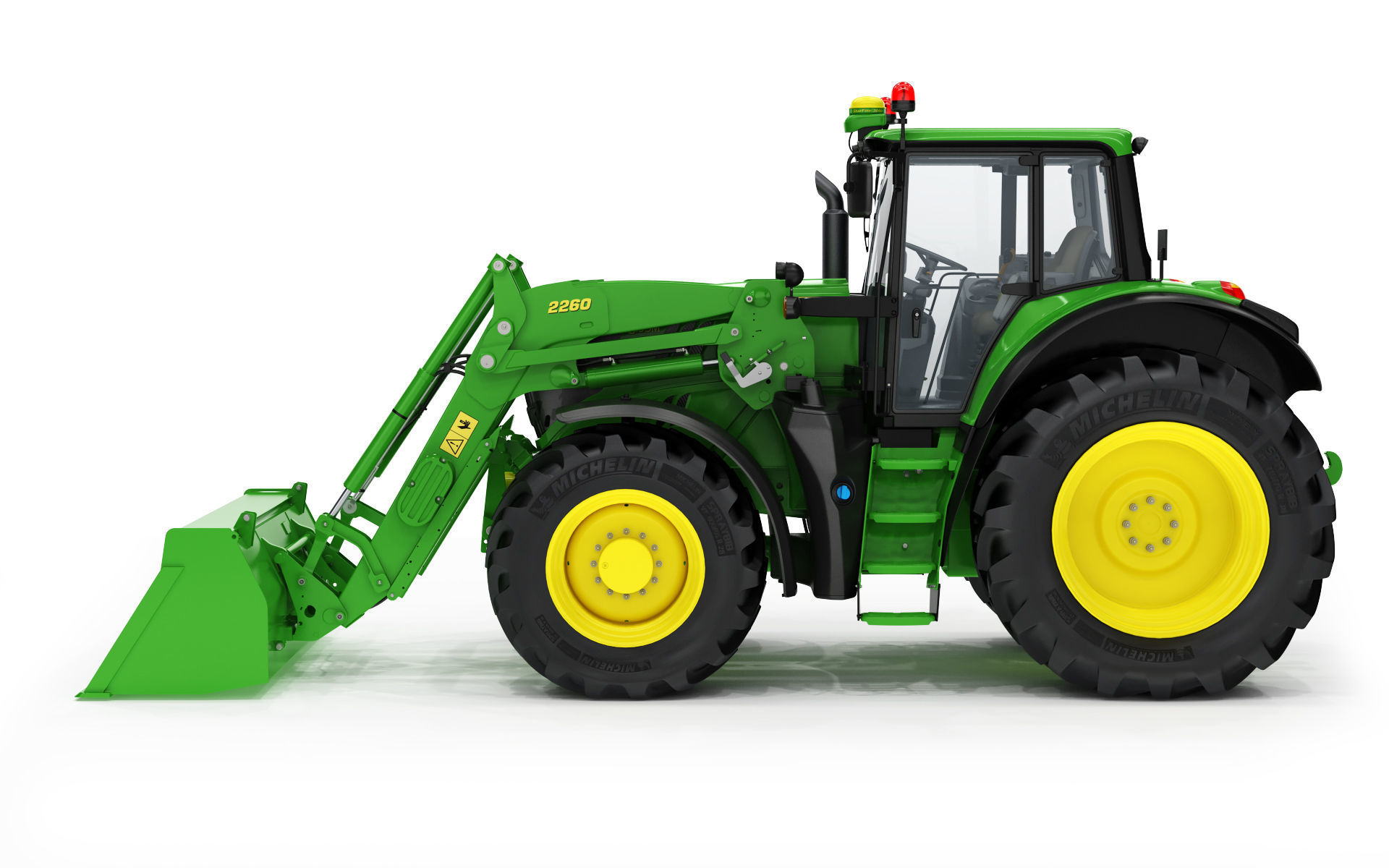 Tractor John Deere 6195M Utility with Loader 3D model_3