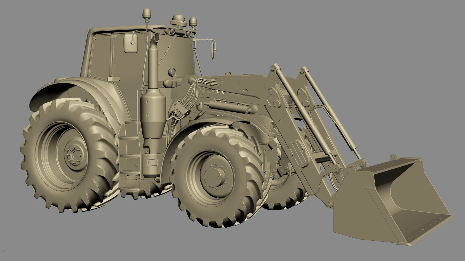Tractor John Deere 6195M Utility with Loader 3D model_32