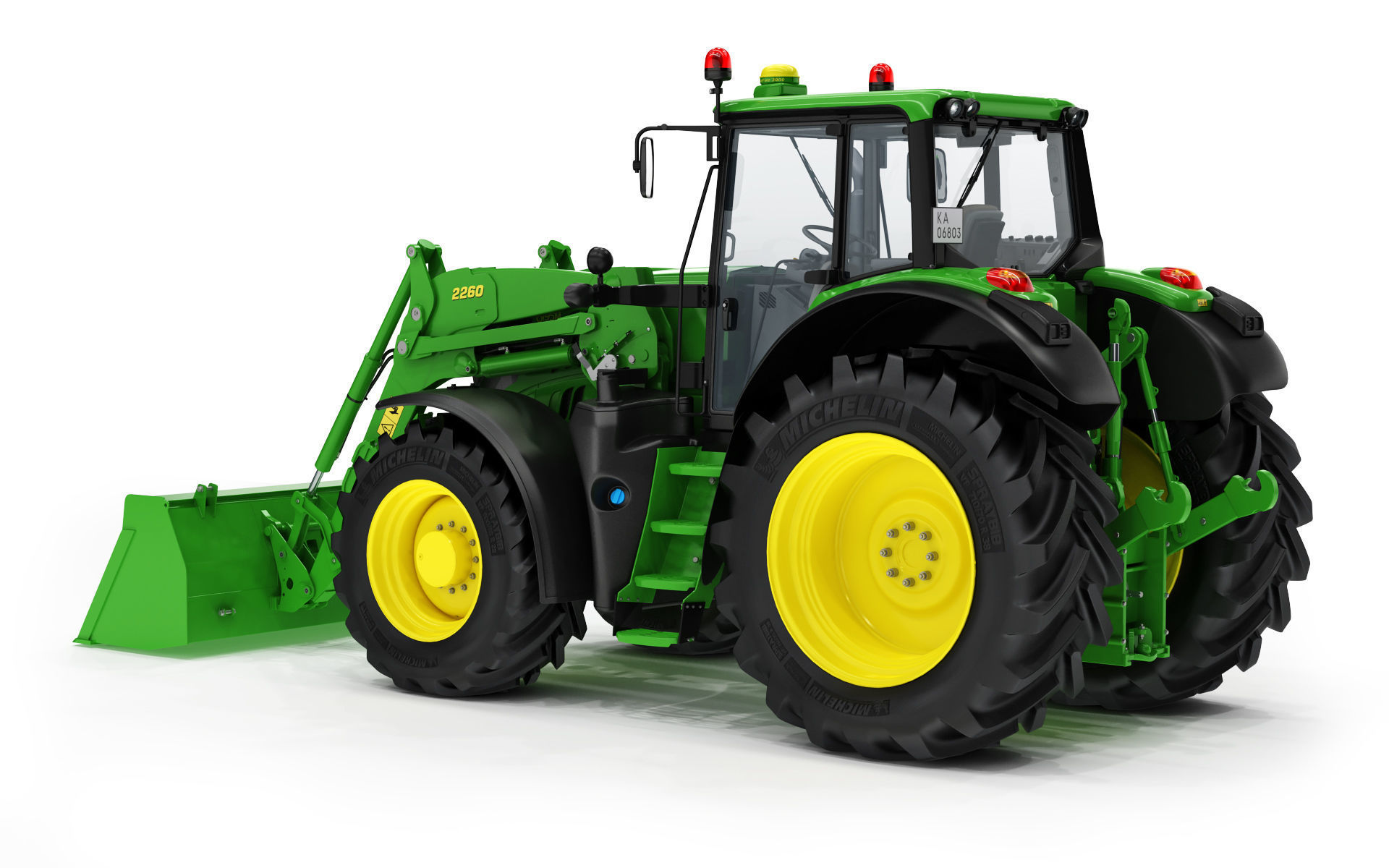 Tractor John Deere 6195M Utility with Loader 3D model_9
