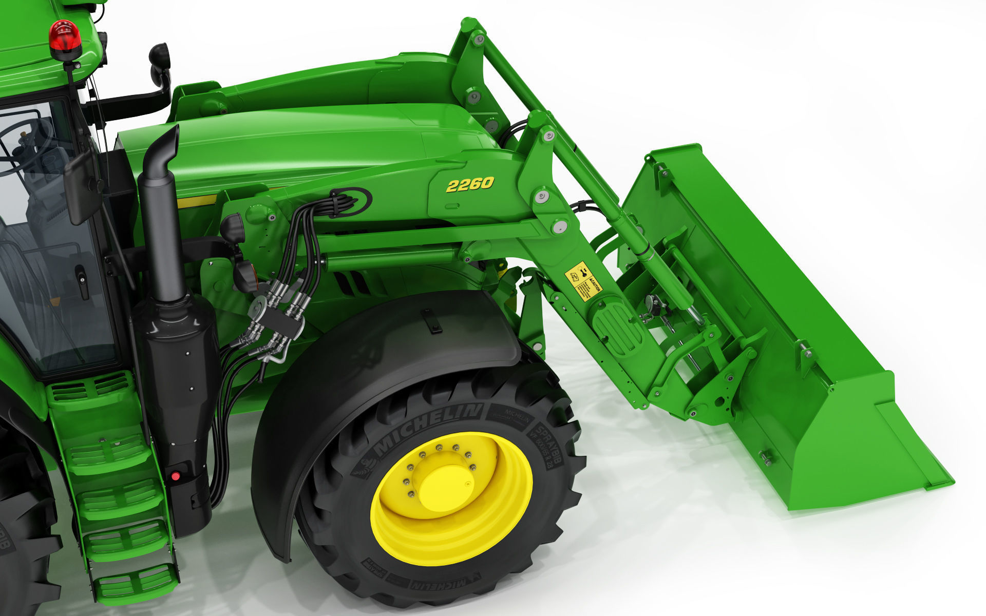 Tractor John Deere 6195M Utility with Loader 3D model_21