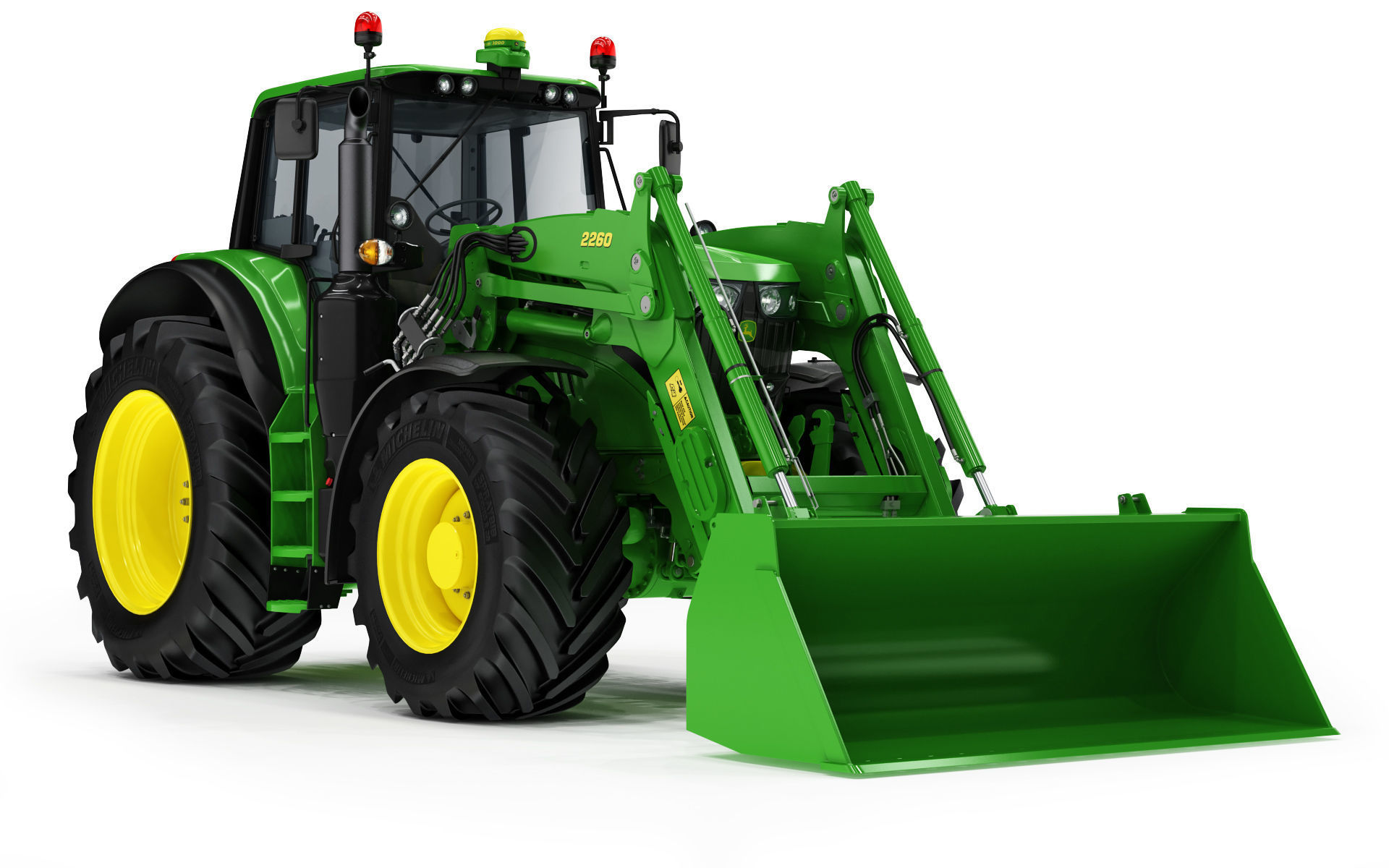 Tractor John Deere 6195M Utility with Loader 3D model_5
