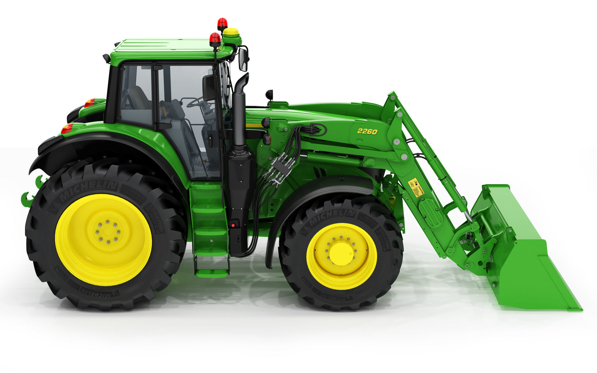 Tractor John Deere 6195M Utility with Loader 3D model_13
