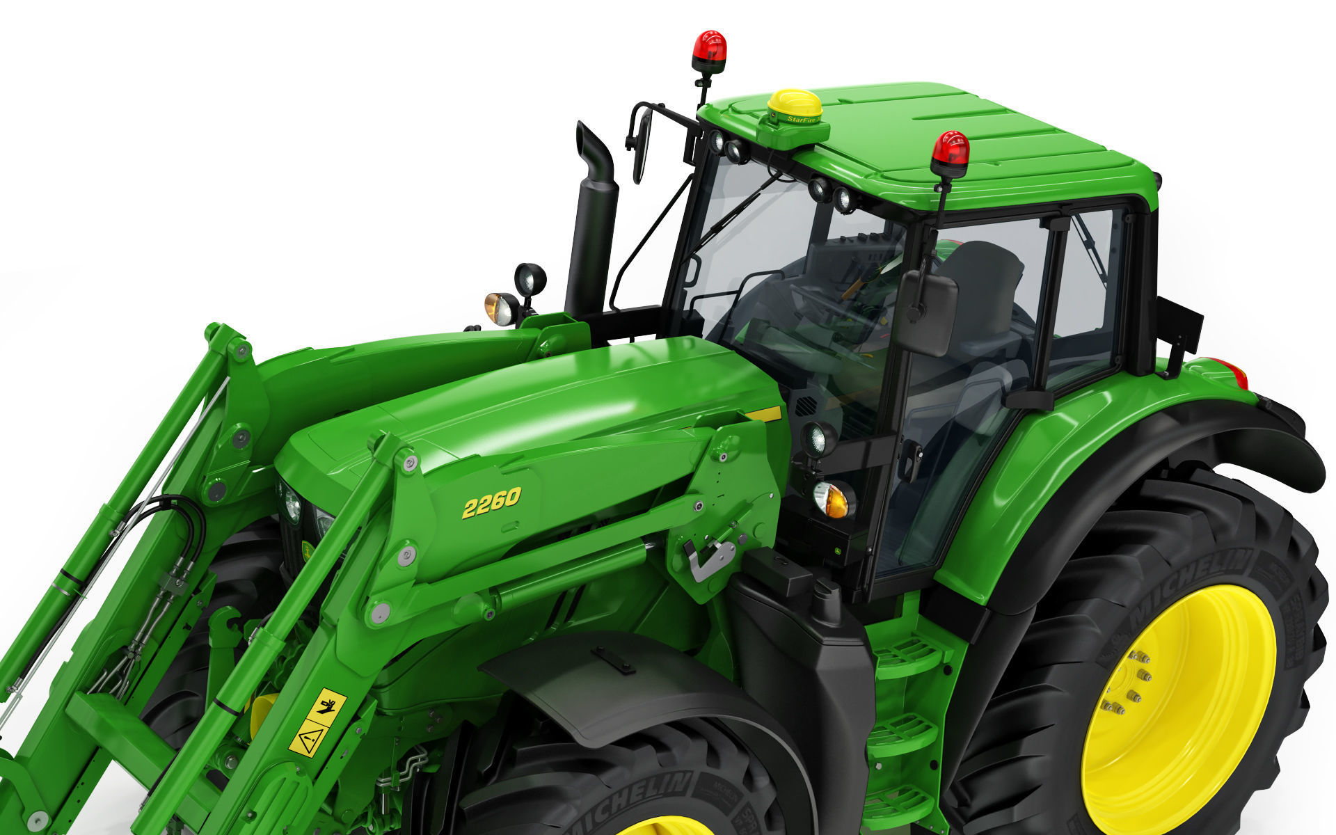Tractor John Deere 6195M Utility with Loader 3D model_19
