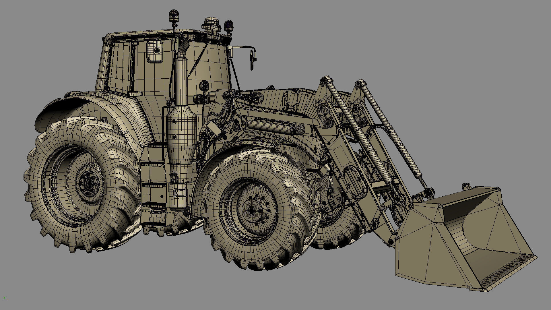 Tractor John Deere 6195M Utility with Loader 3D model_33