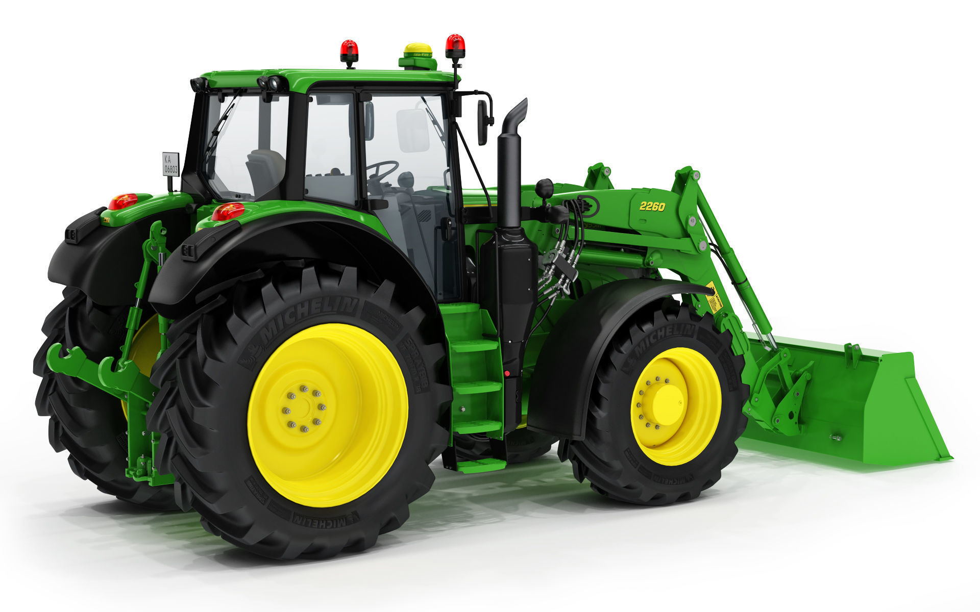 Tractor John Deere 6195M Utility with Loader 3D model_12