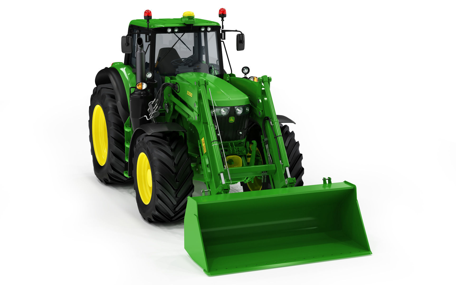 Tractor John Deere 6195M Utility with Loader 3D model_15