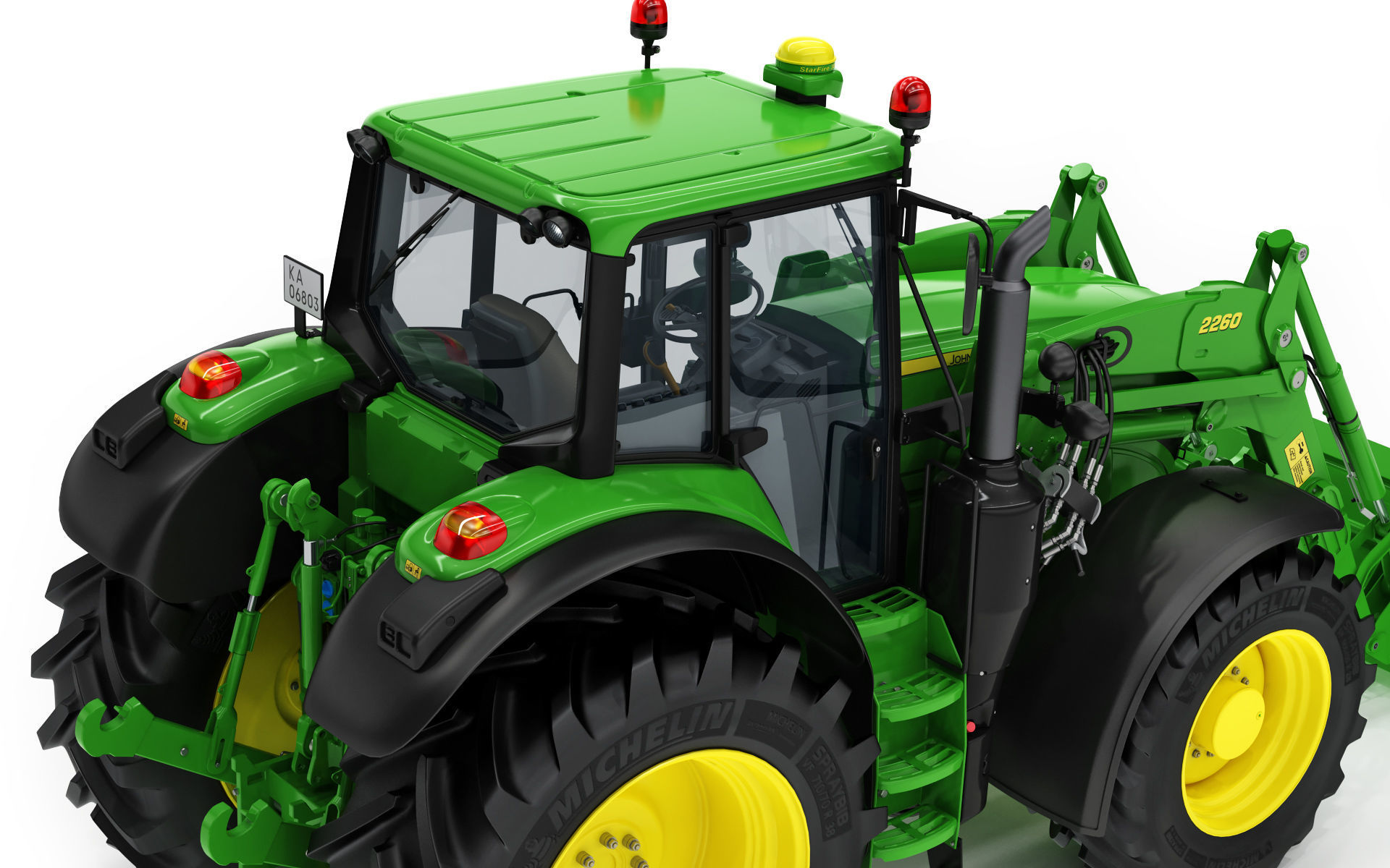 Tractor John Deere 6195M Utility with Loader 3D model_26