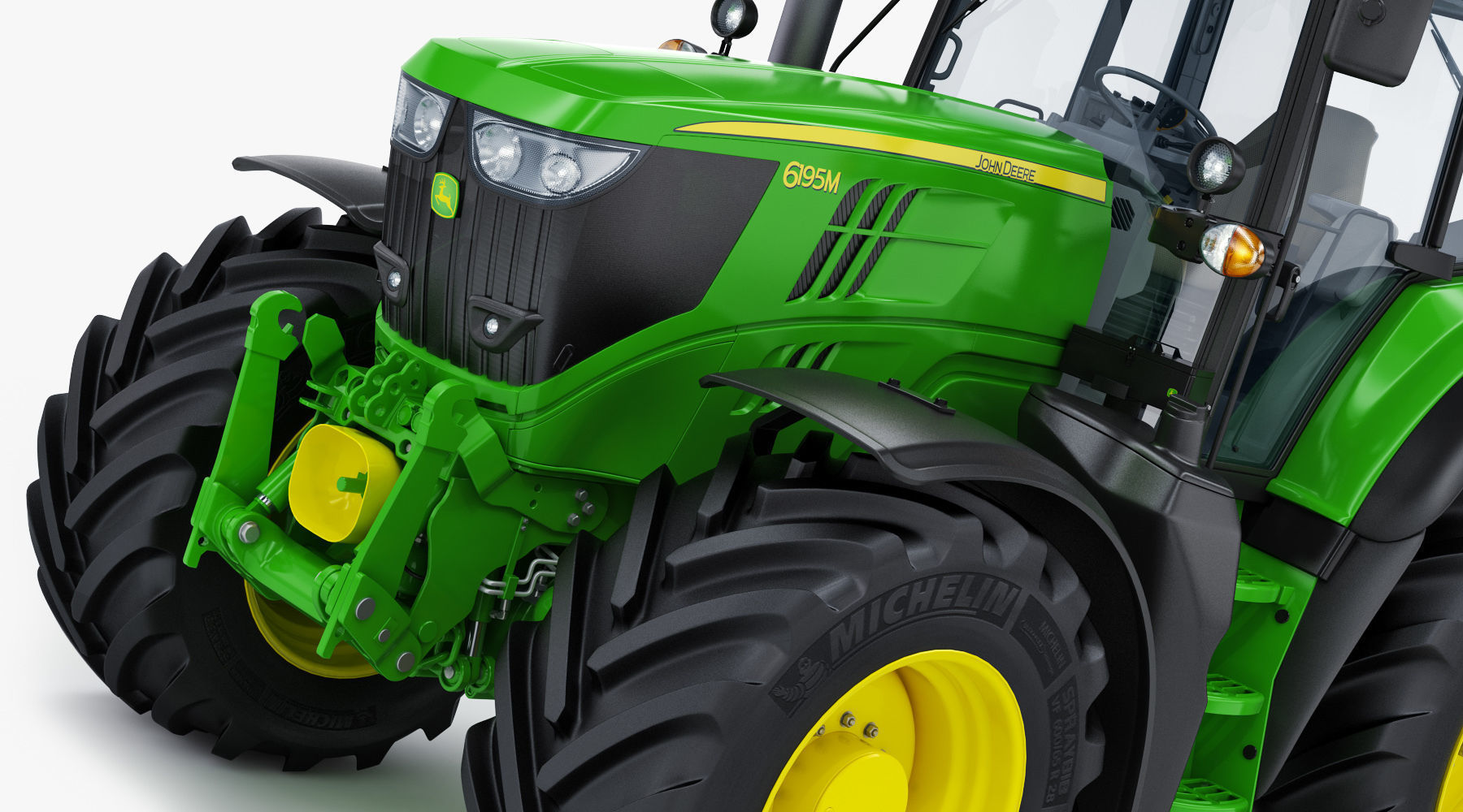 Tractor John Deere 6195M Utility with Loader 3D model_20