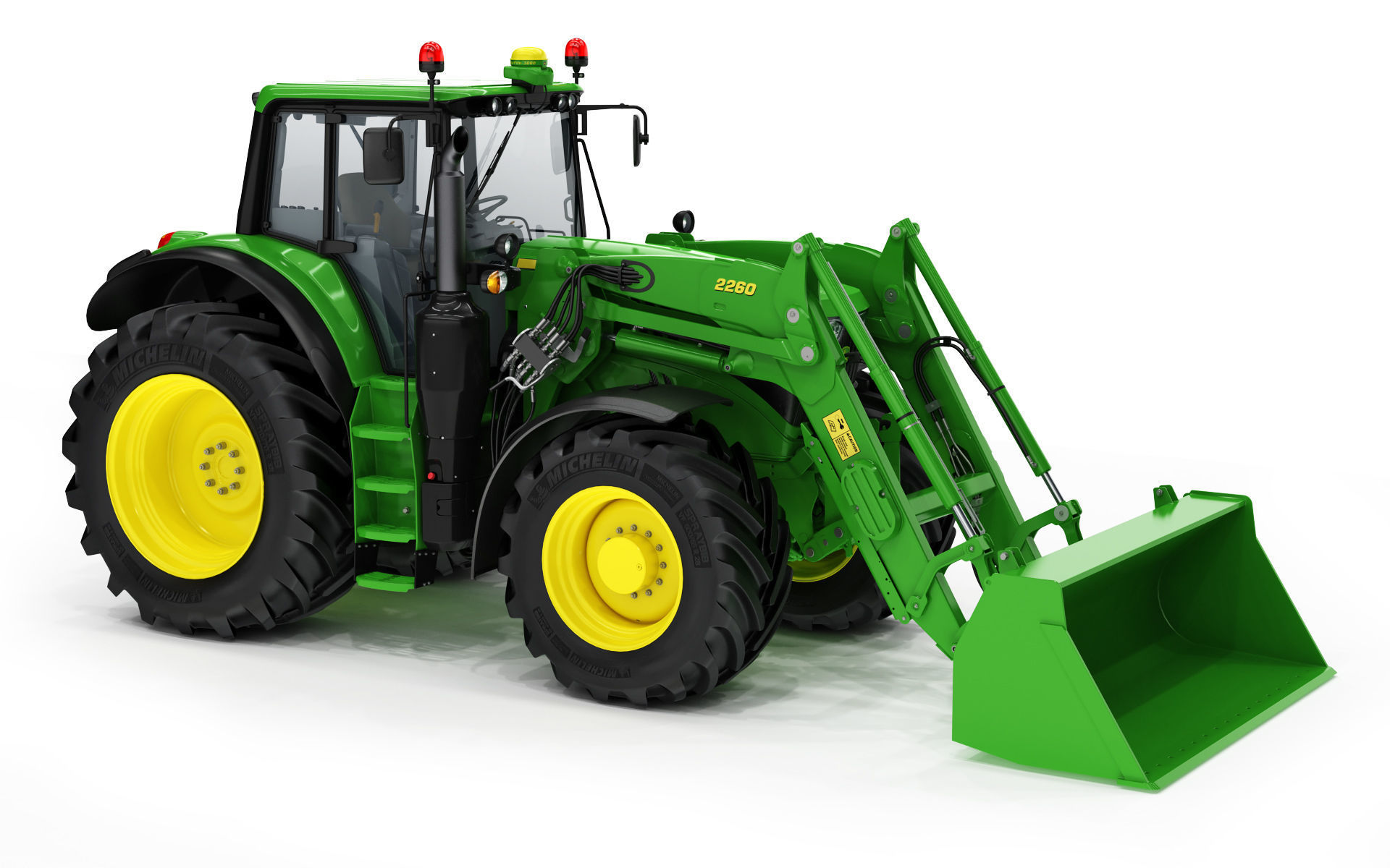 Tractor John Deere 6195M Utility with Loader 3D model_14