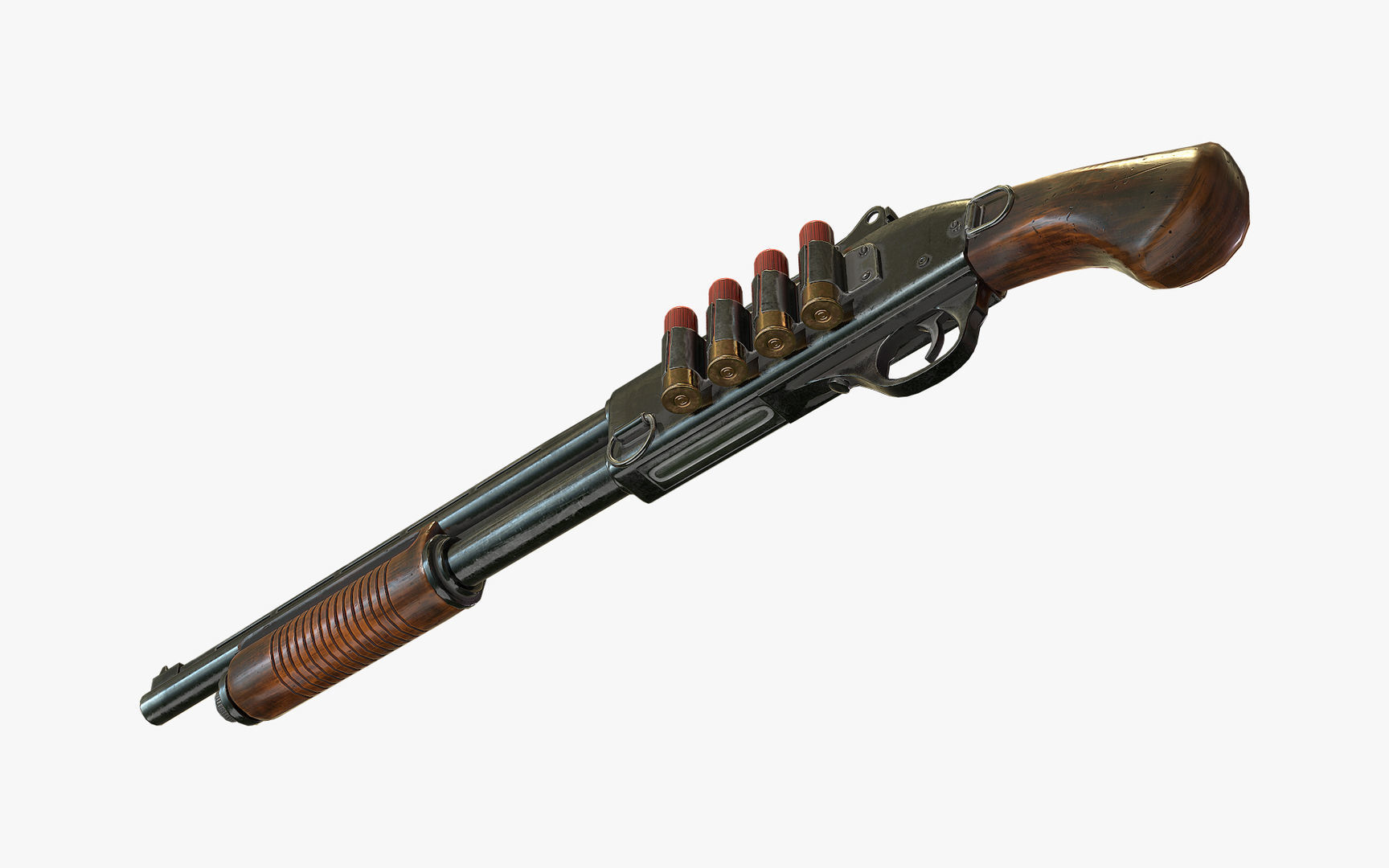 Short shotgun Low-poly 3D model_1