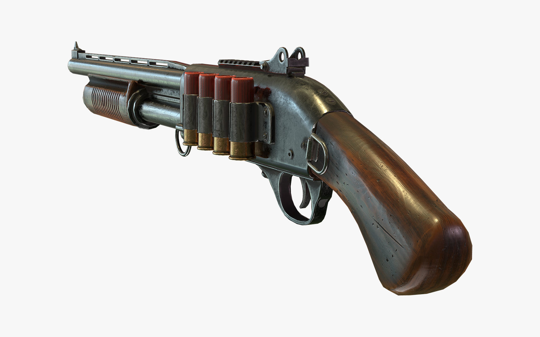 Short shotgun Low-poly 3D model_5