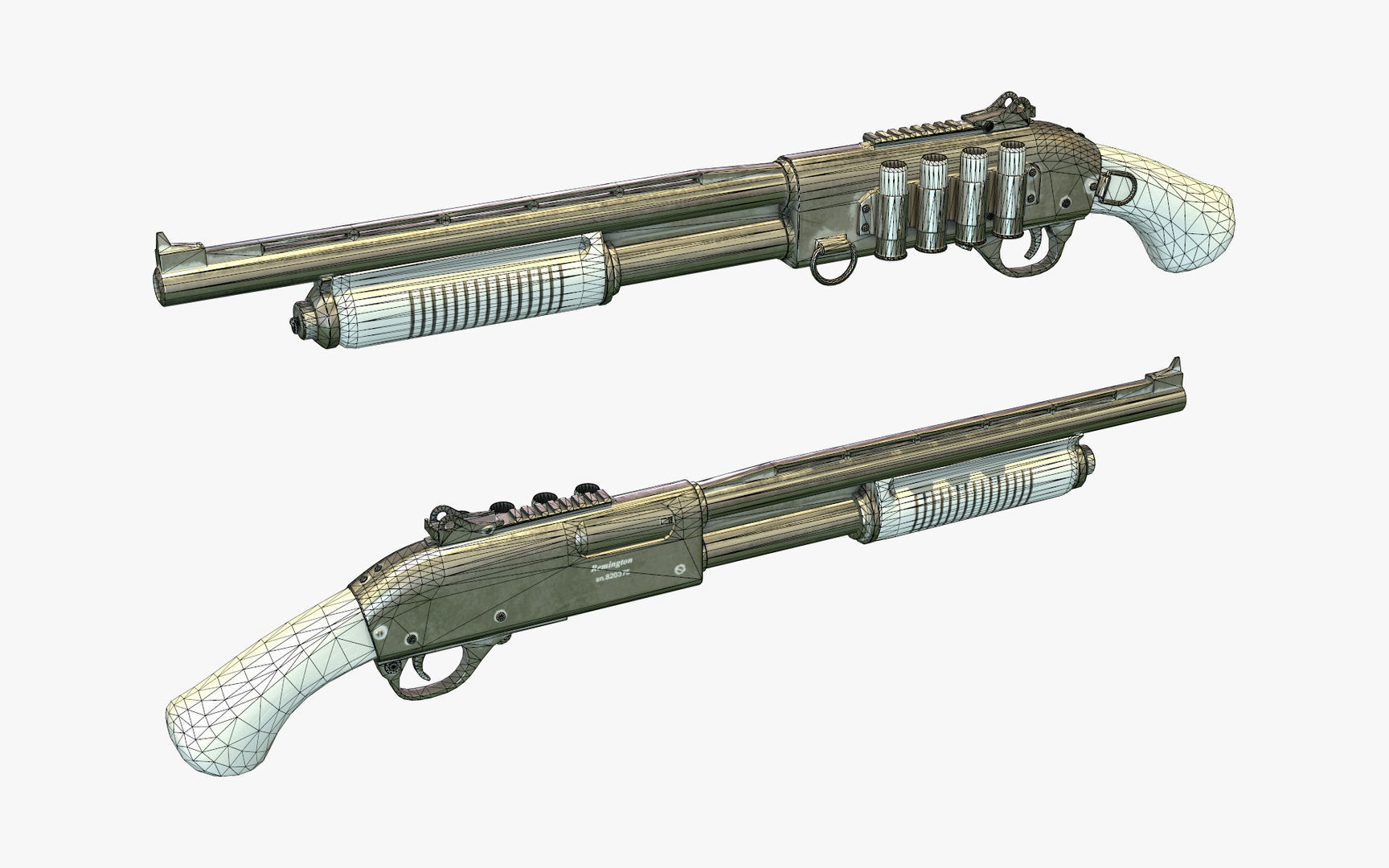 Short shotgun Low-poly 3D model_8