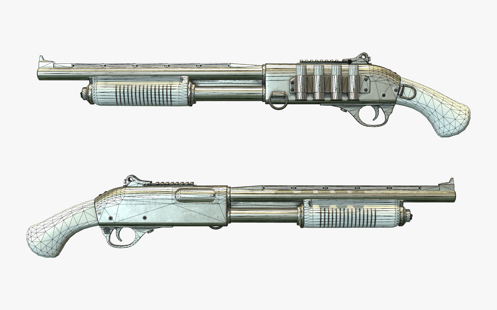 Short shotgun Low-poly 3D model_7