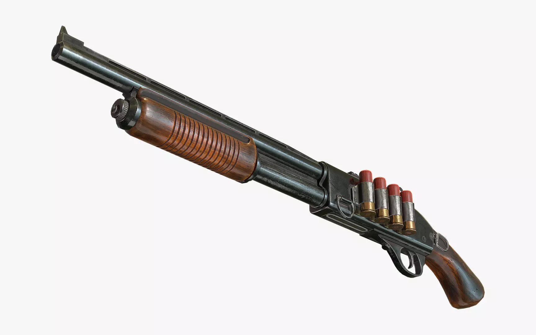 Short shotgun Low-poly 3D model_0