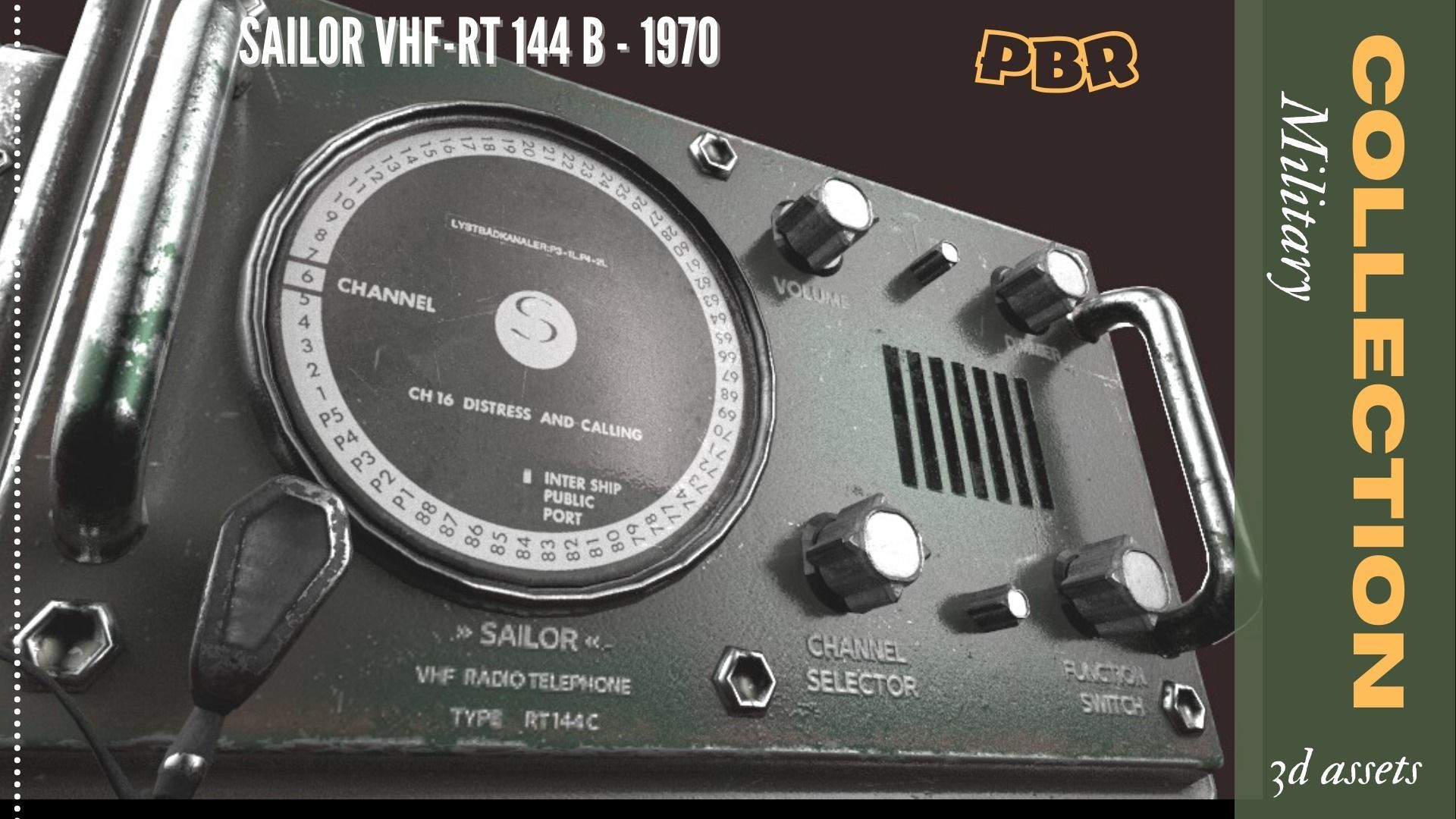 Military Sailor VHF-RT 144 B  1970 Low-poly 3D model Low-poly 3D model_2