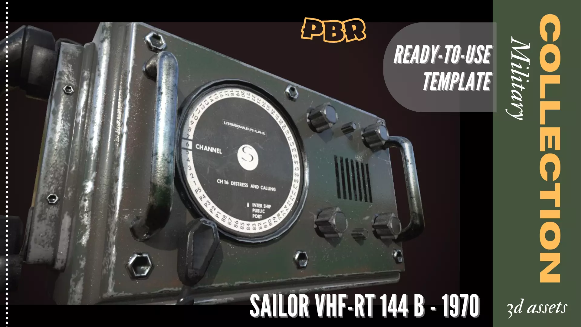 Military Sailor VHF-RT 144 B  1970 Low-poly 3D model Low-poly 3D model_0