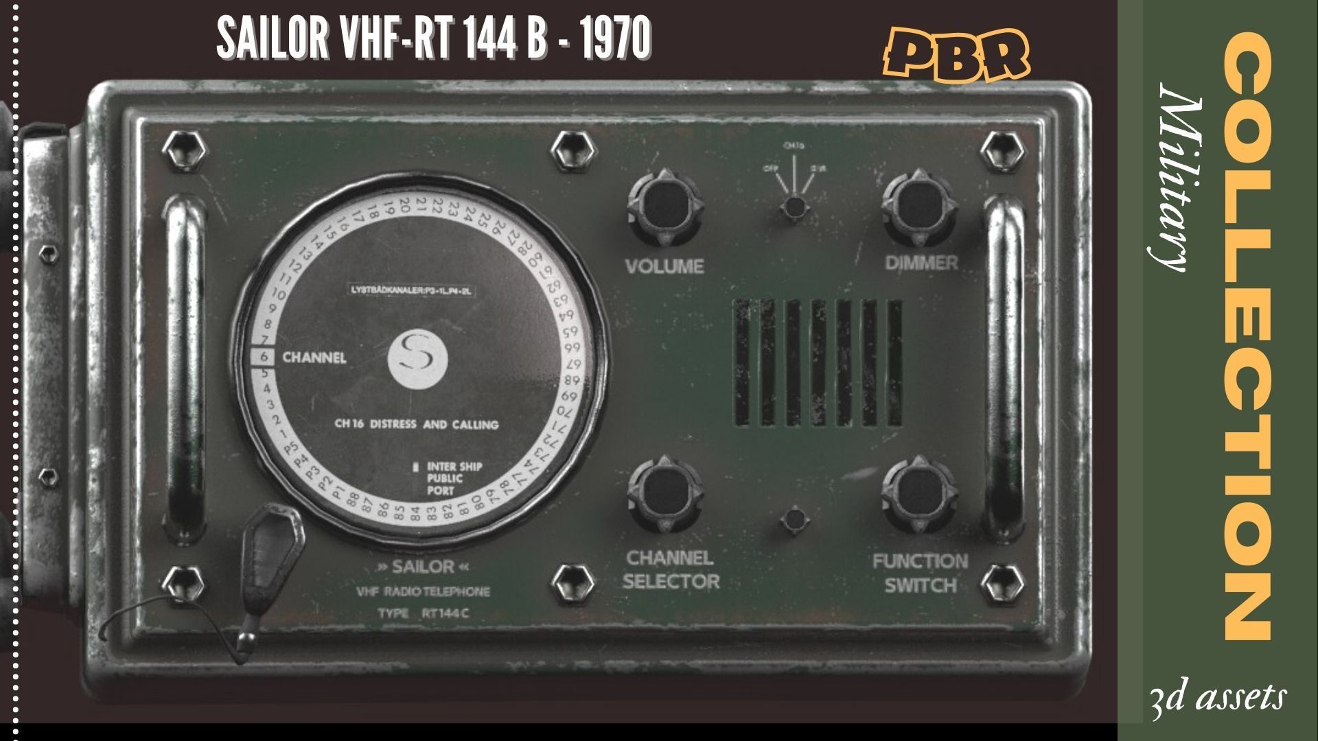 Military Sailor VHF-RT 144 B  1970 Low-poly 3D model Low-poly 3D model_1