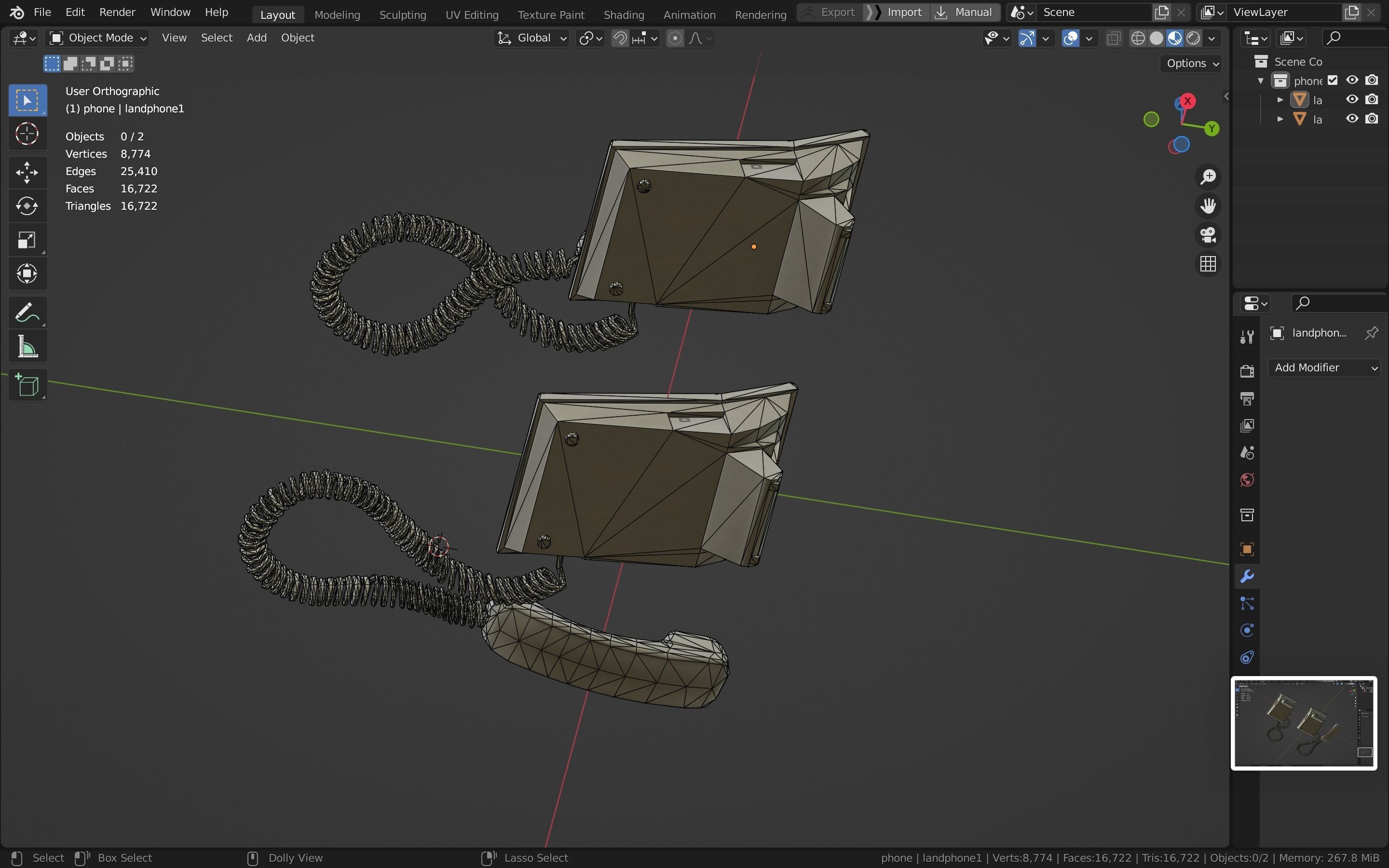 Telephone Low-poly 3D model_25