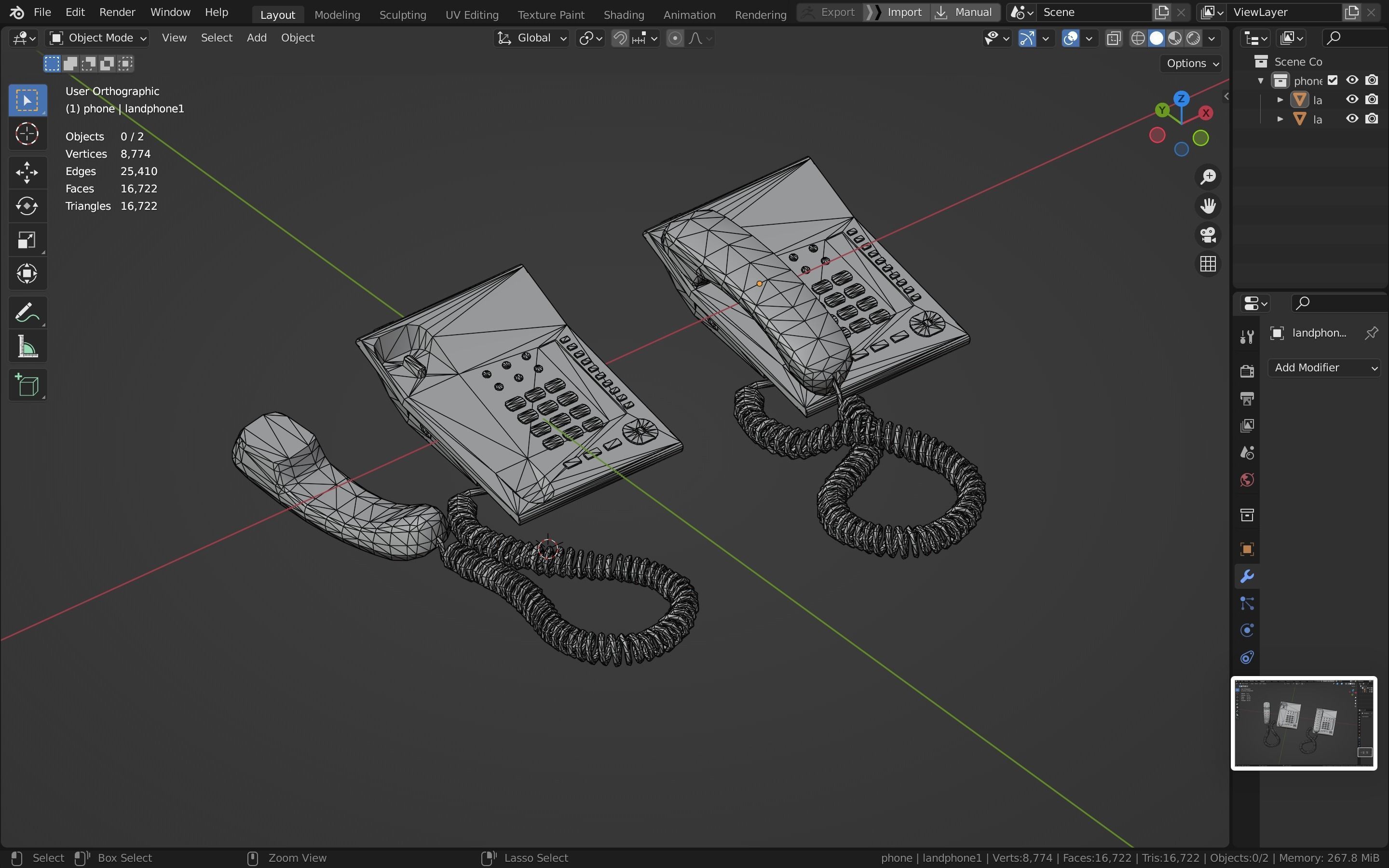 Telephone Low-poly 3D model_29