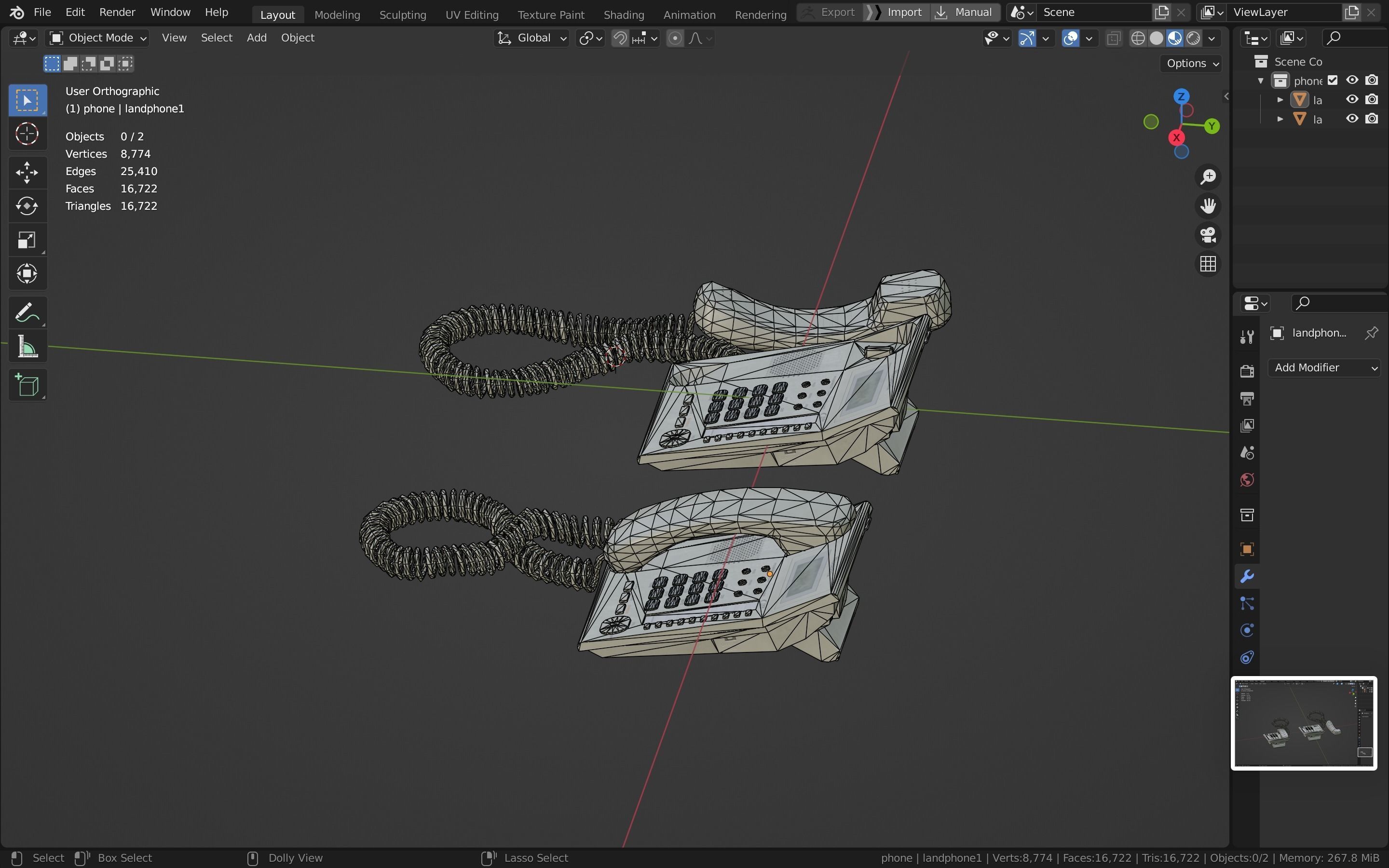 Telephone Low-poly 3D model_36