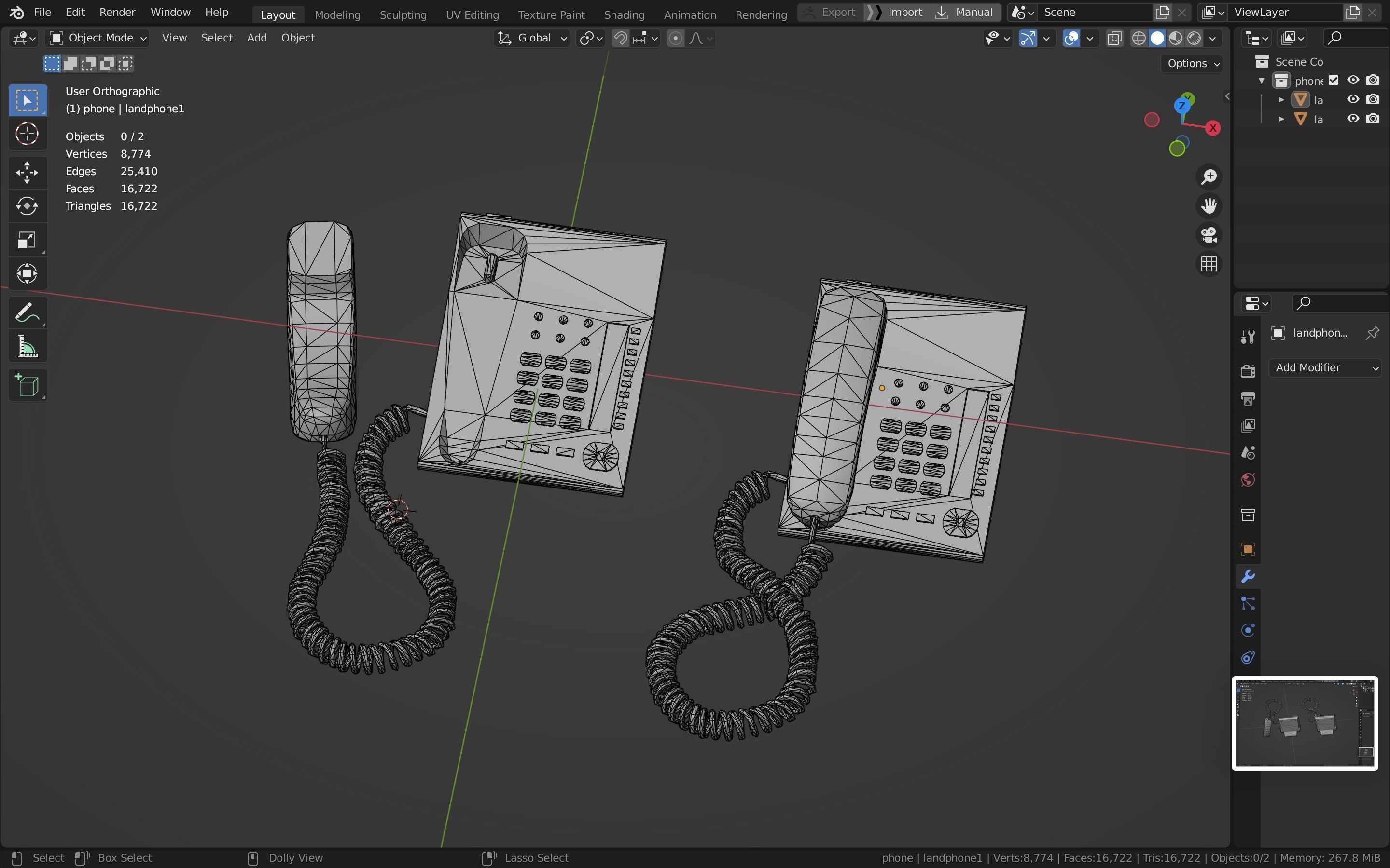 Telephone Low-poly 3D model_28