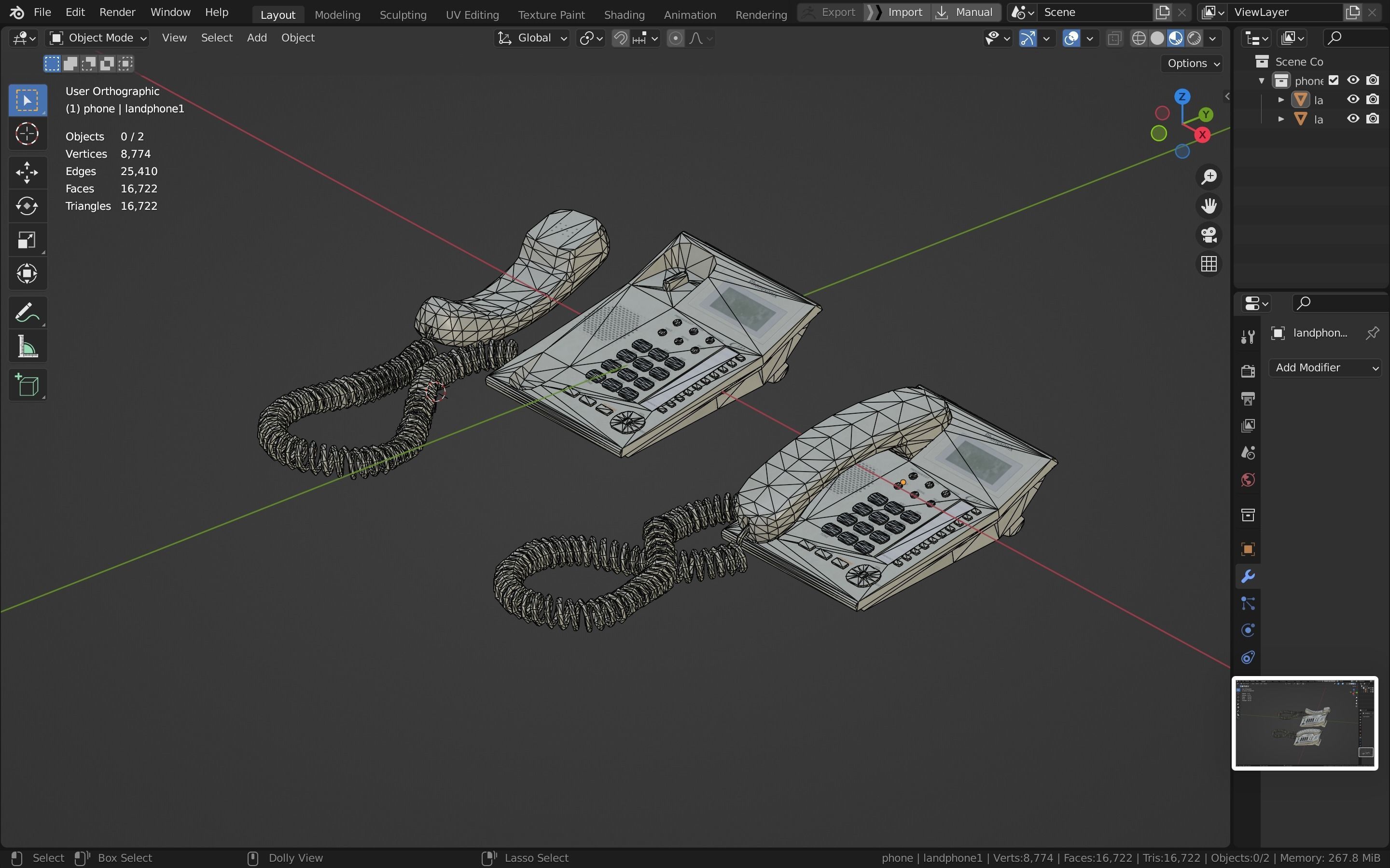 Telephone Low-poly 3D model_37