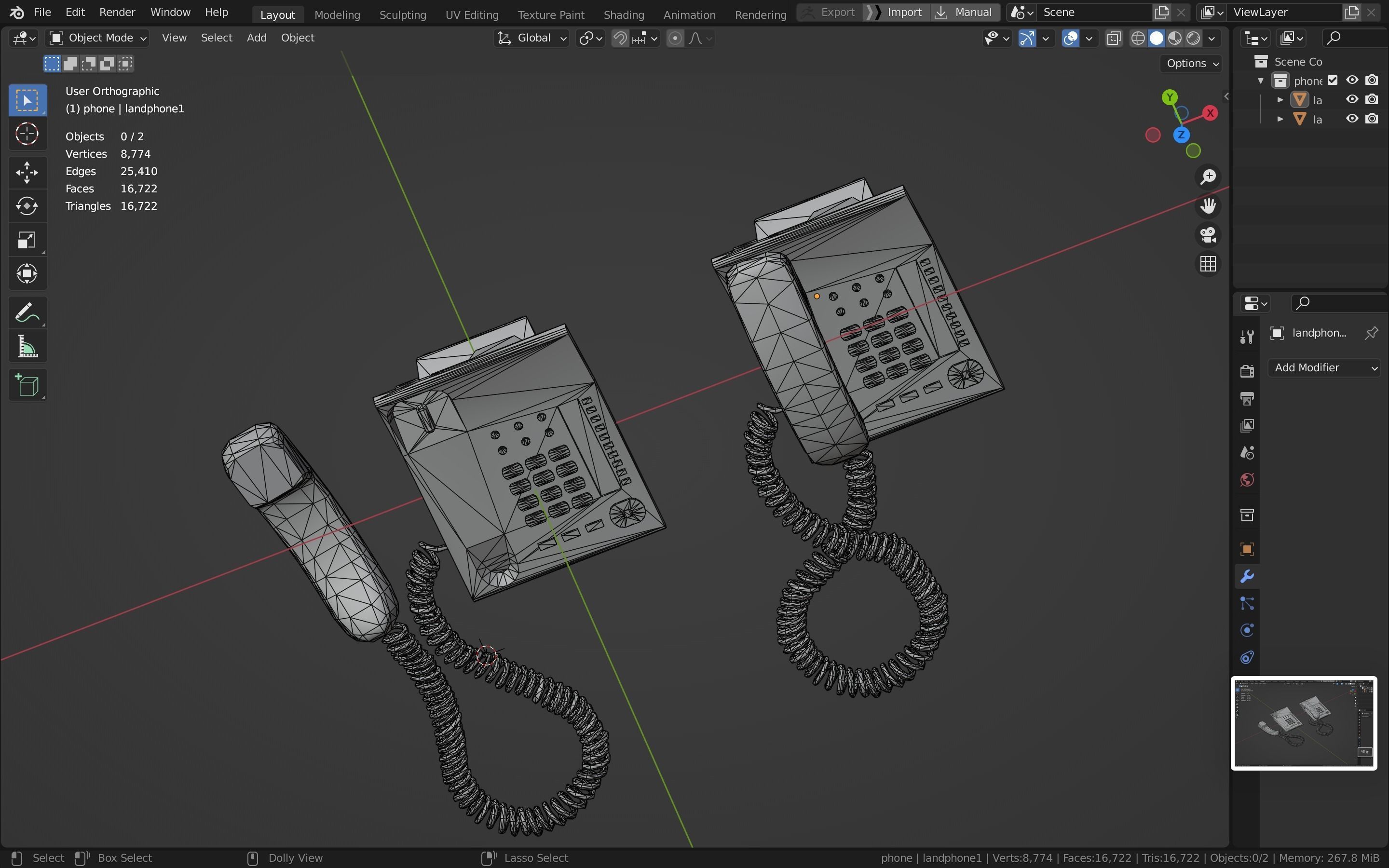 Telephone Low-poly 3D model_30