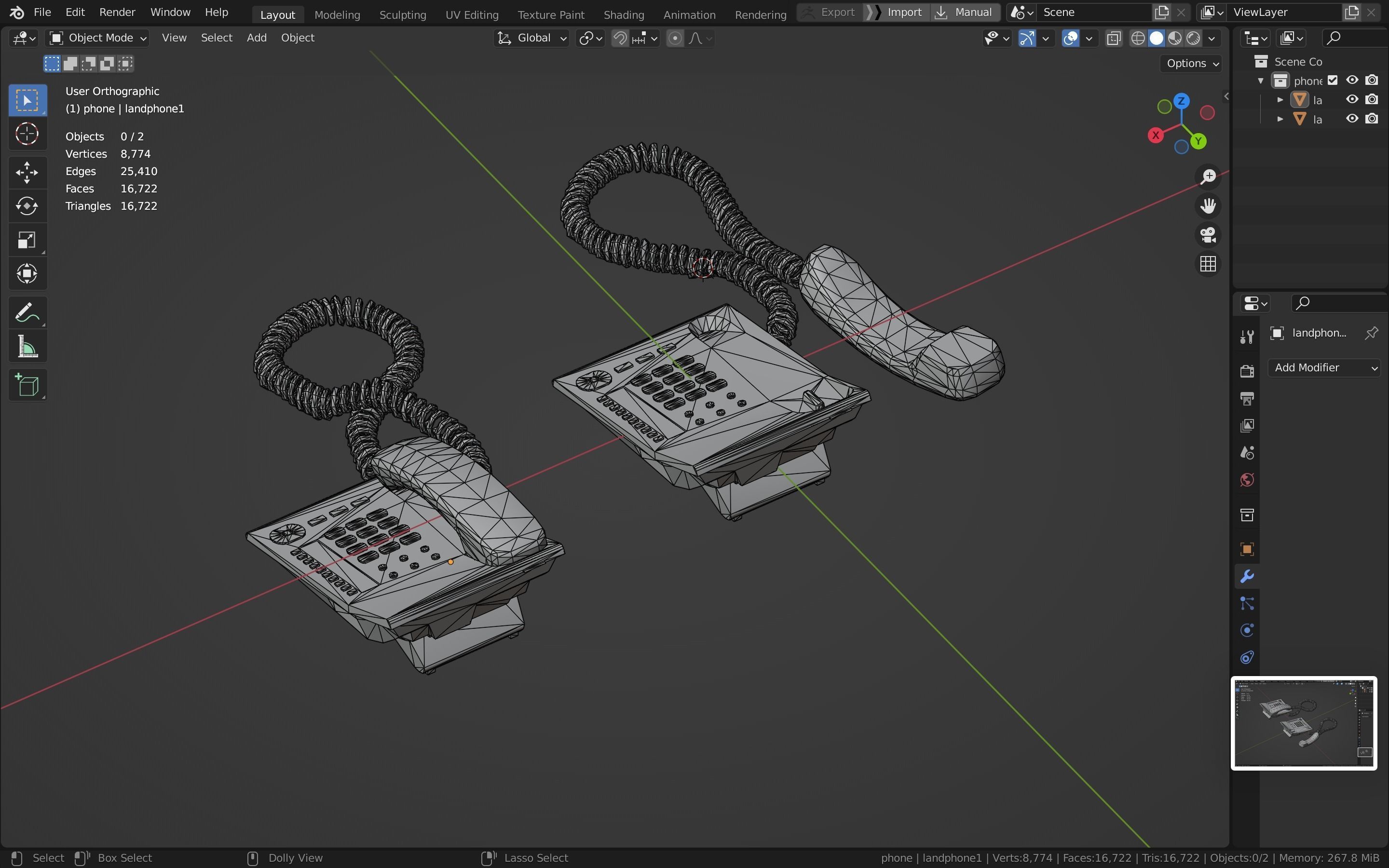 Telephone Low-poly 3D model_33