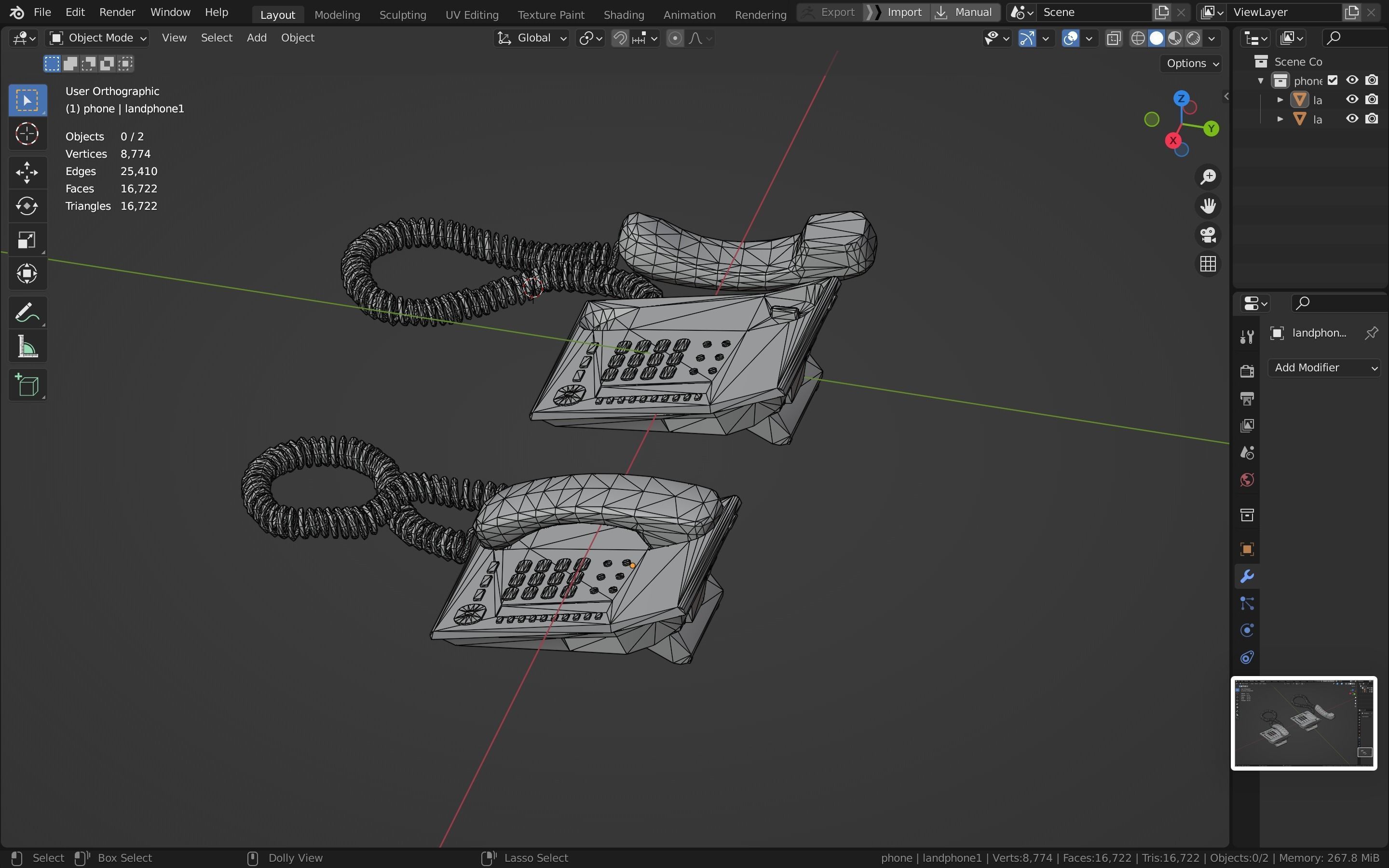 Telephone Low-poly 3D model_34