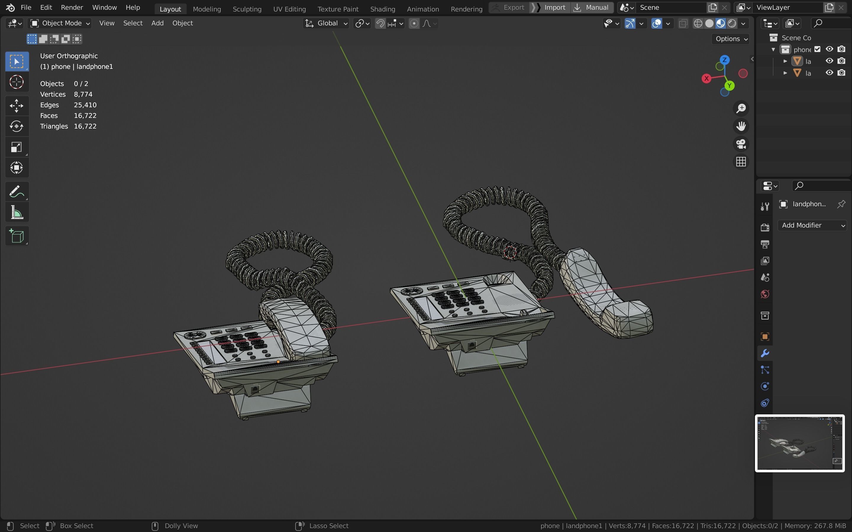 Telephone Low-poly 3D model_17