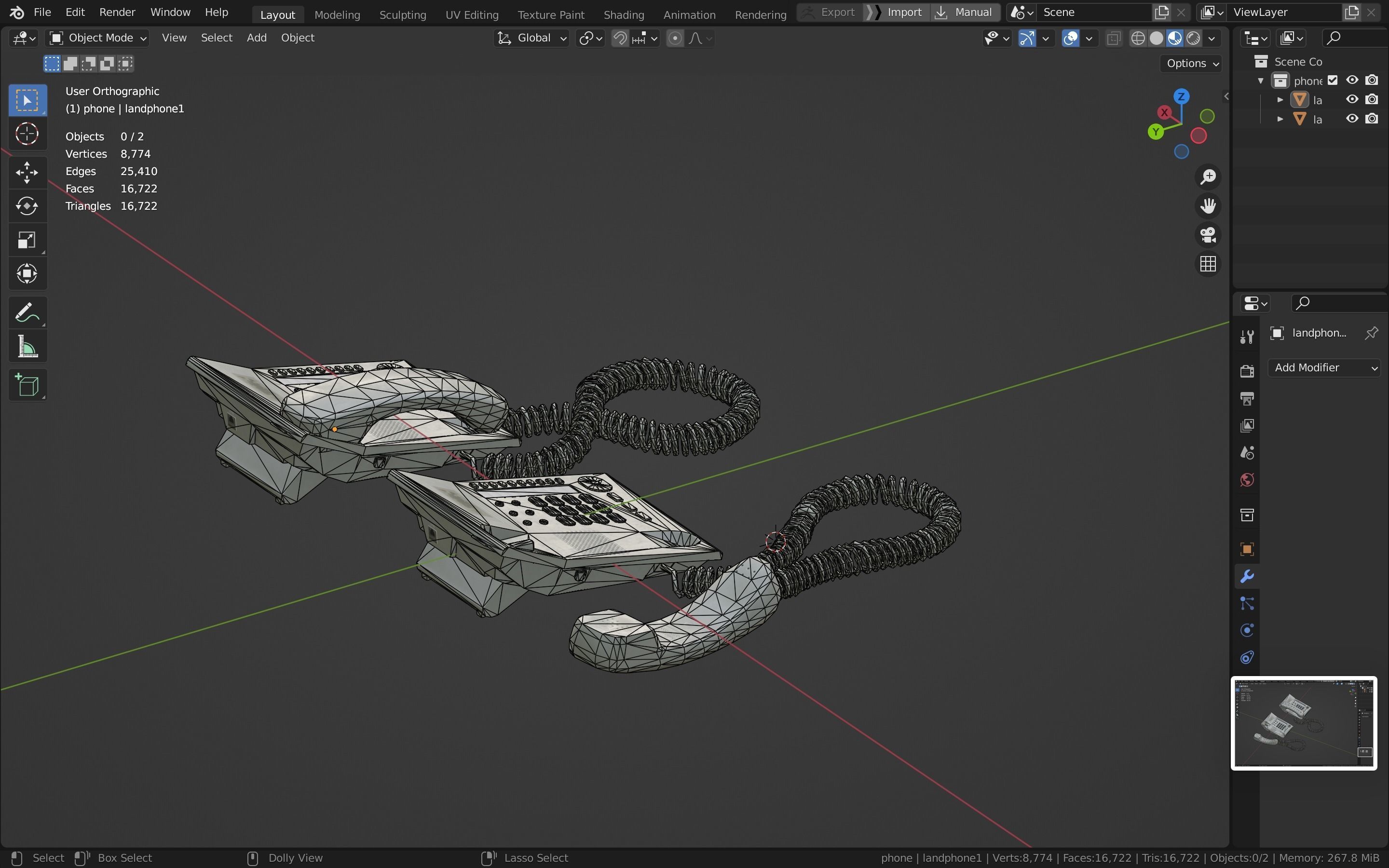 Telephone Low-poly 3D model_35