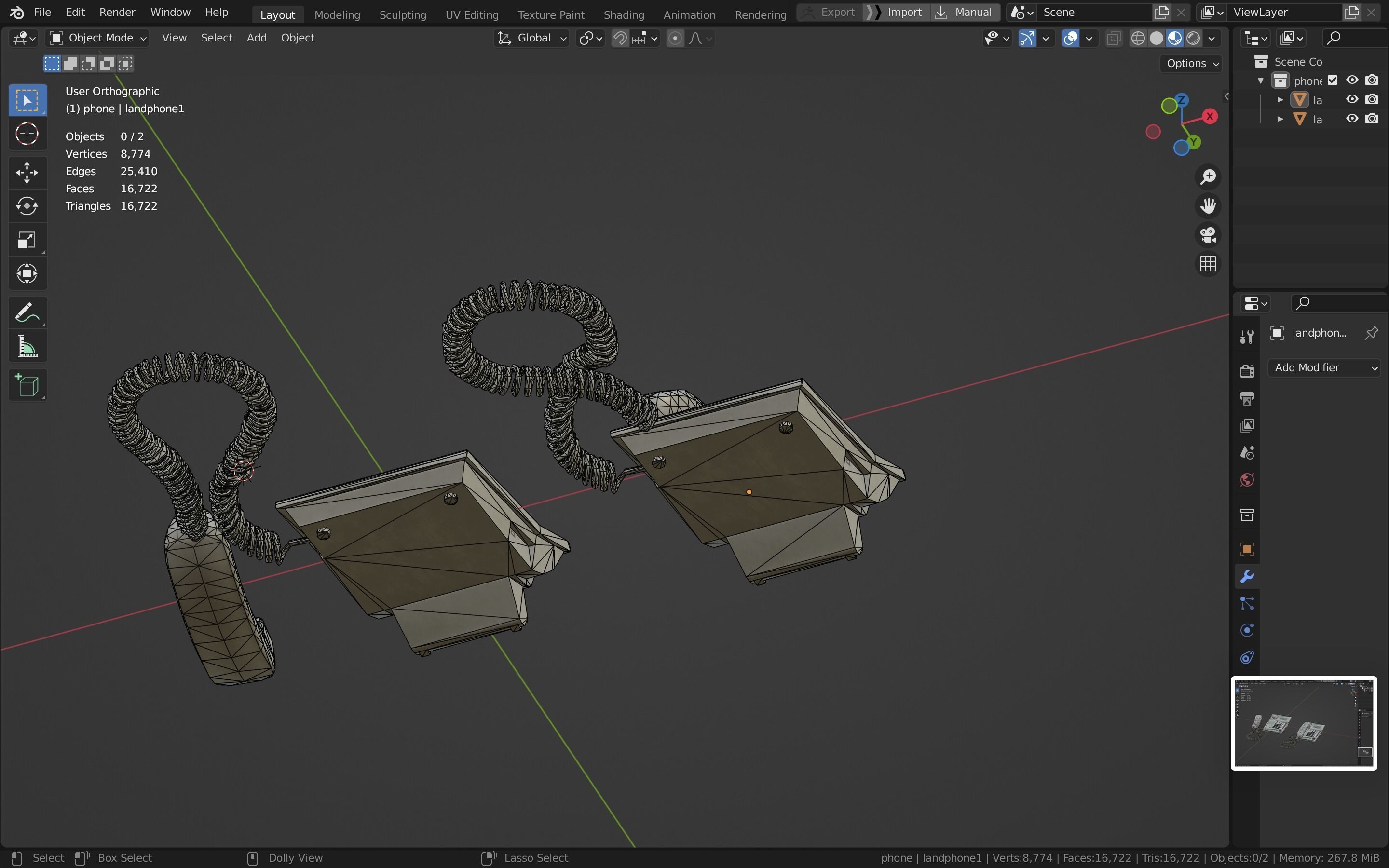 Telephone Low-poly 3D model_19