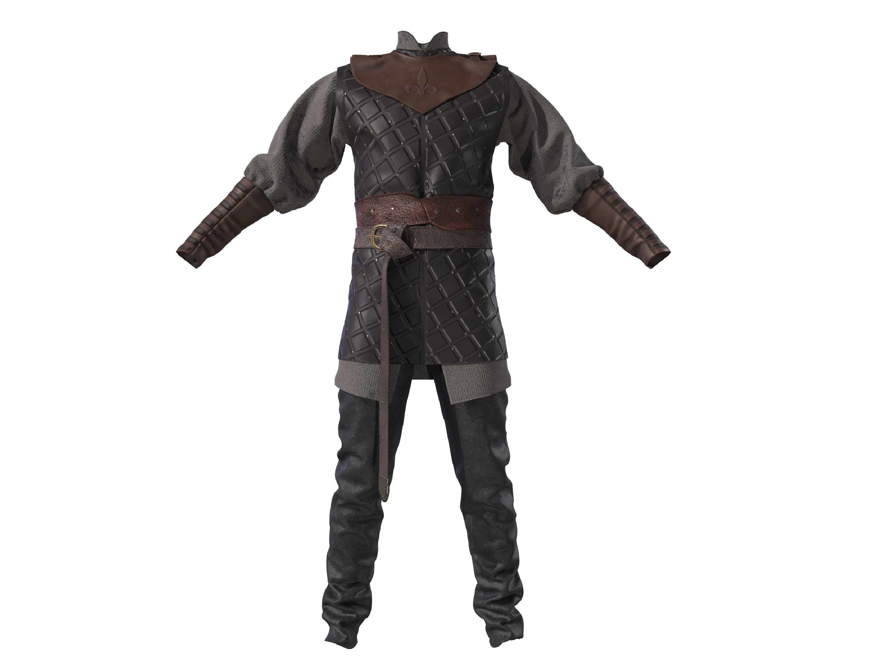 Medieval renaissance clothes man outfit 3D model_1