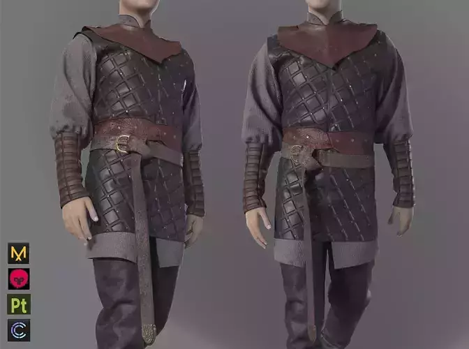 Medieval renaissance clothes man outfit 3D model