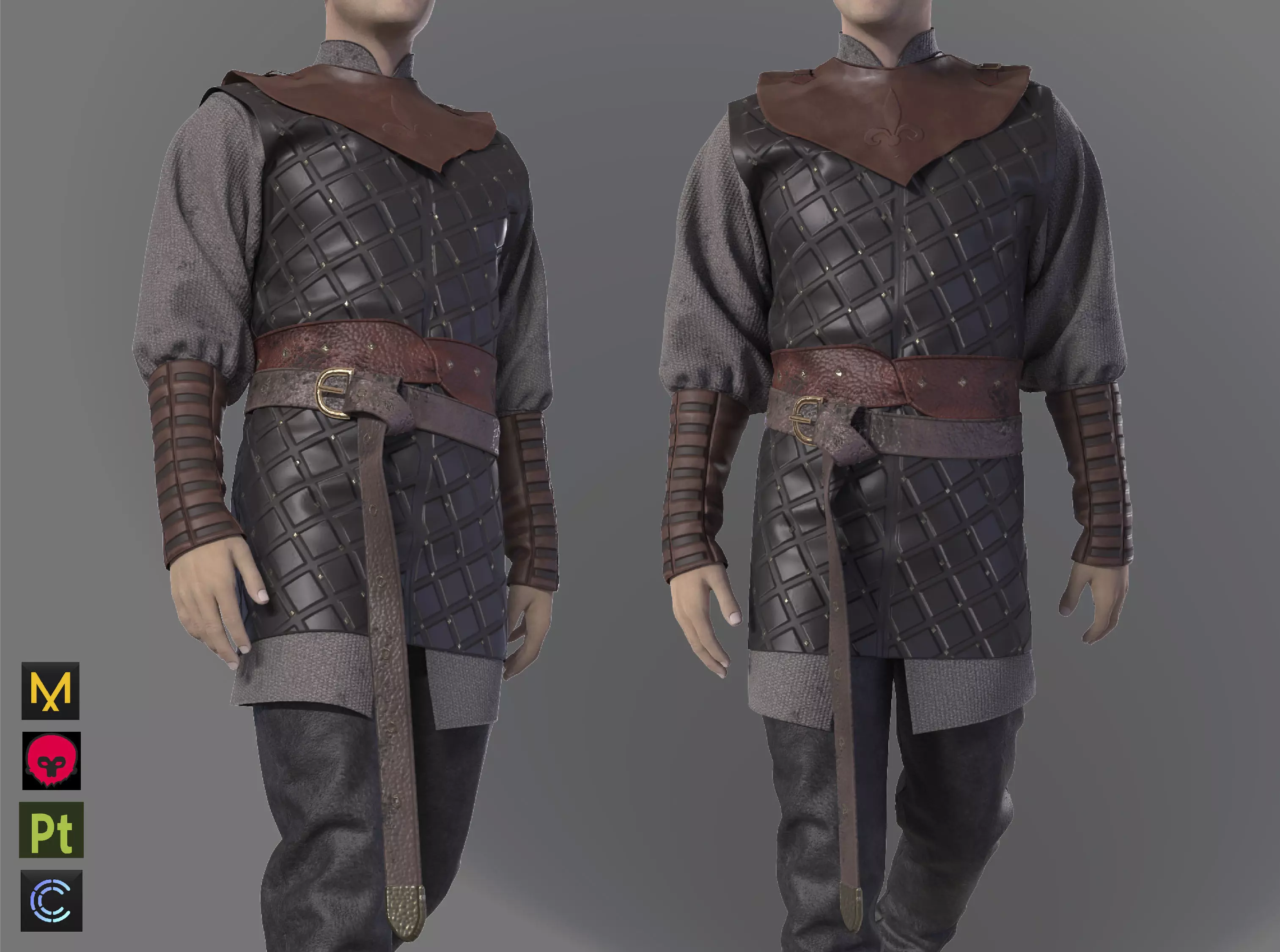 Medieval renaissance clothes man outfit 3D model_0