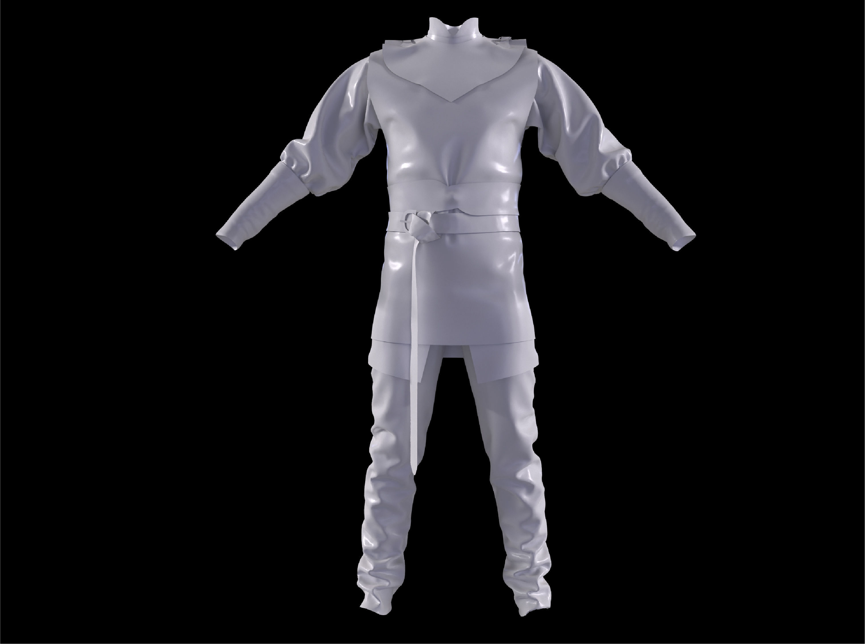 Medieval renaissance clothes man outfit 3D model_7