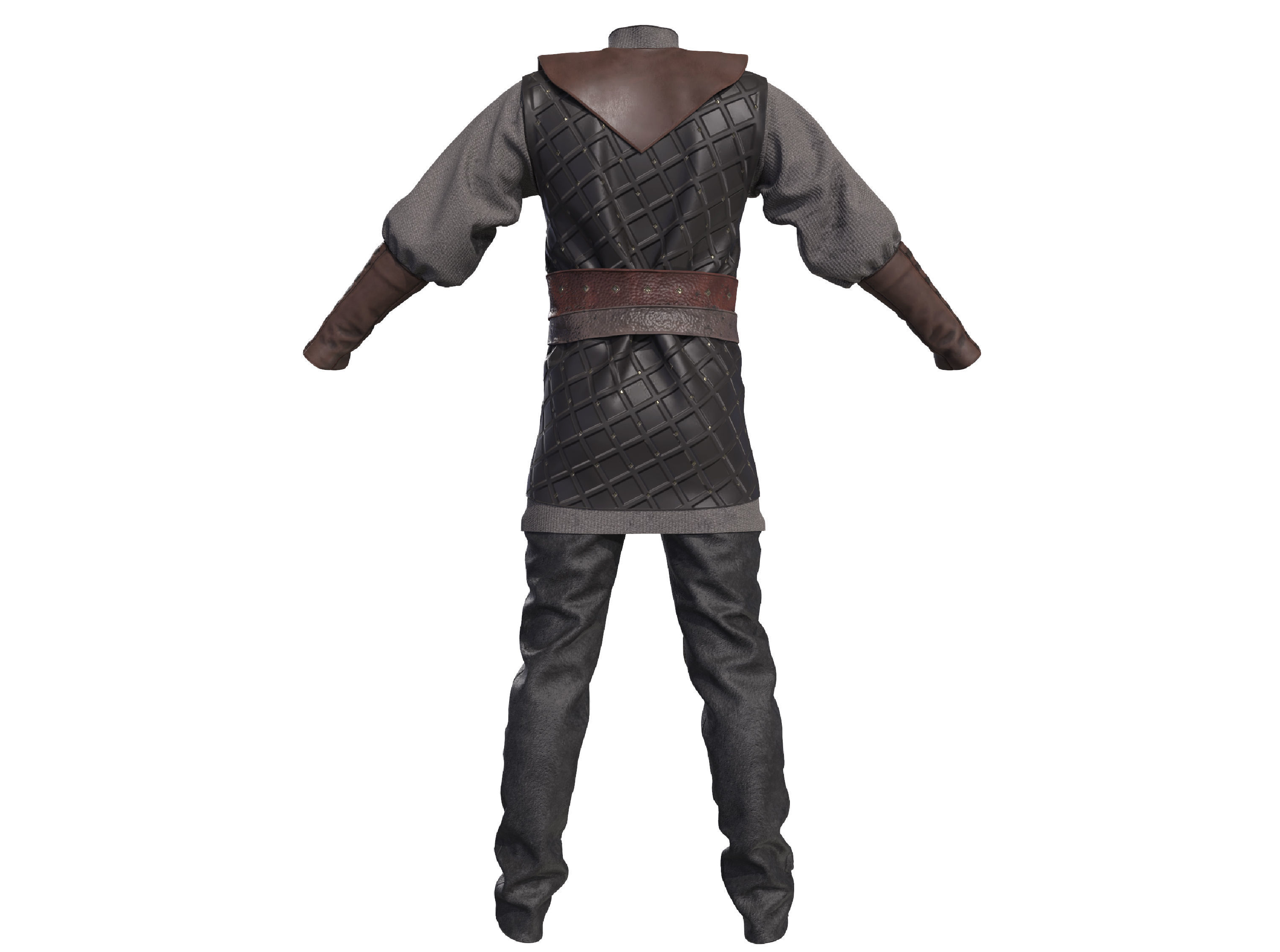 Medieval renaissance clothes man outfit 3D model_3