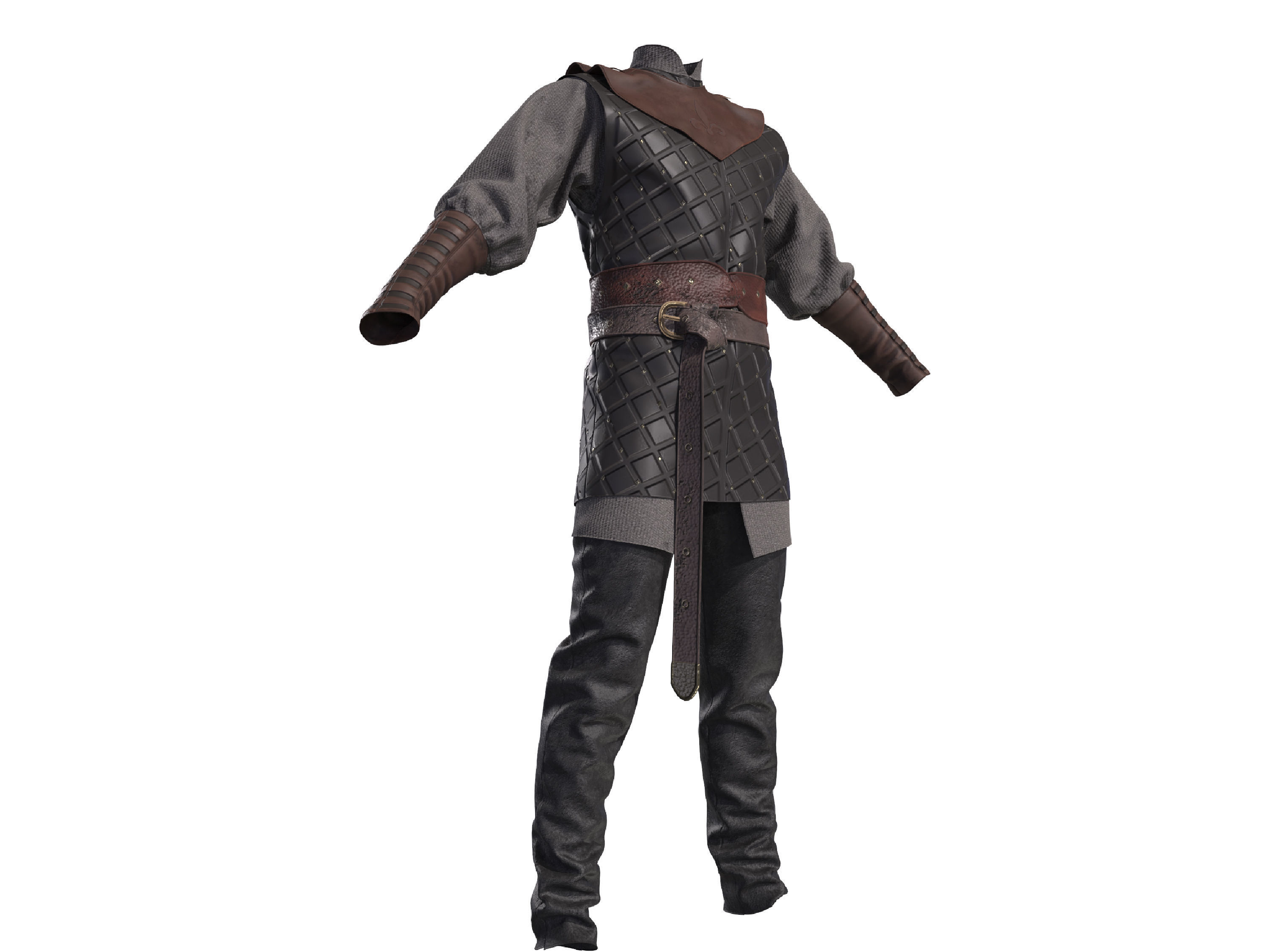 Medieval renaissance clothes man outfit 3D model_4