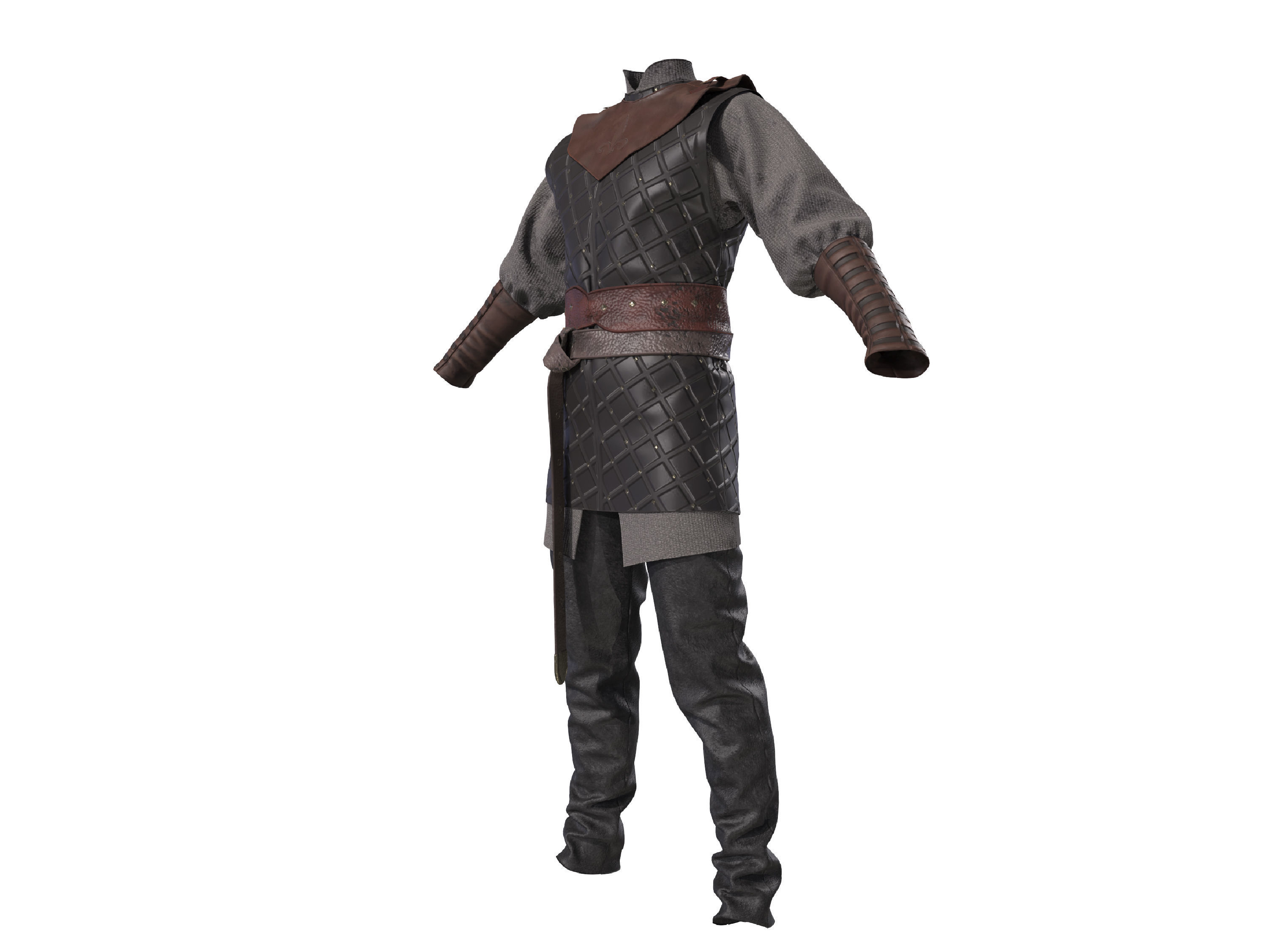 Medieval renaissance clothes man outfit 3D model_2
