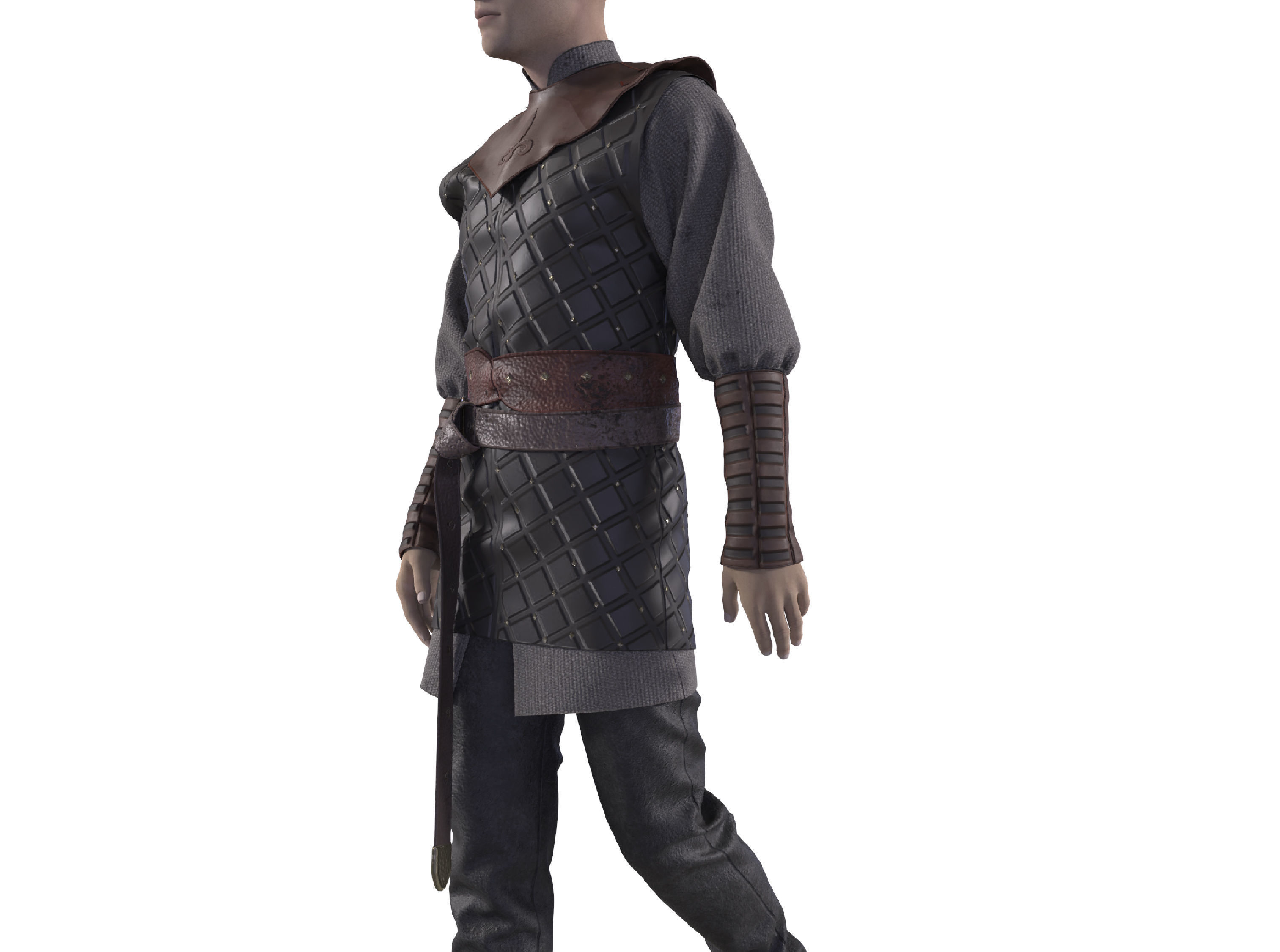 Medieval renaissance clothes man outfit 3D model_5