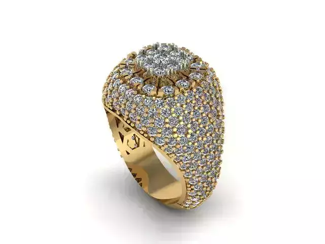 CLUSTER WITH HALO PAVE MENS RING