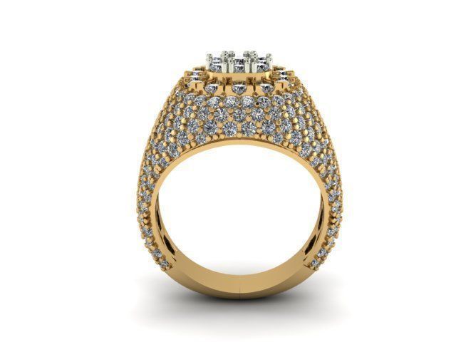 CLUSTER WITH HALO PAVE MENS RING 3D print model_3