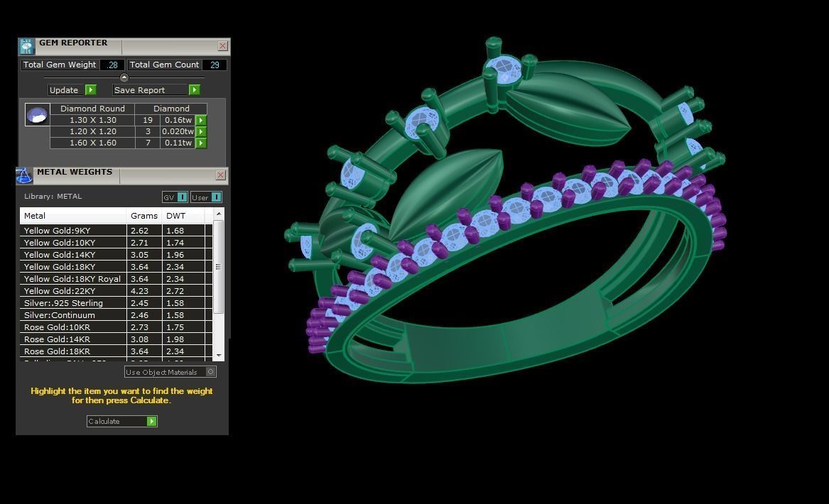Leaf Light Wt Ring - 32 3D print model_3